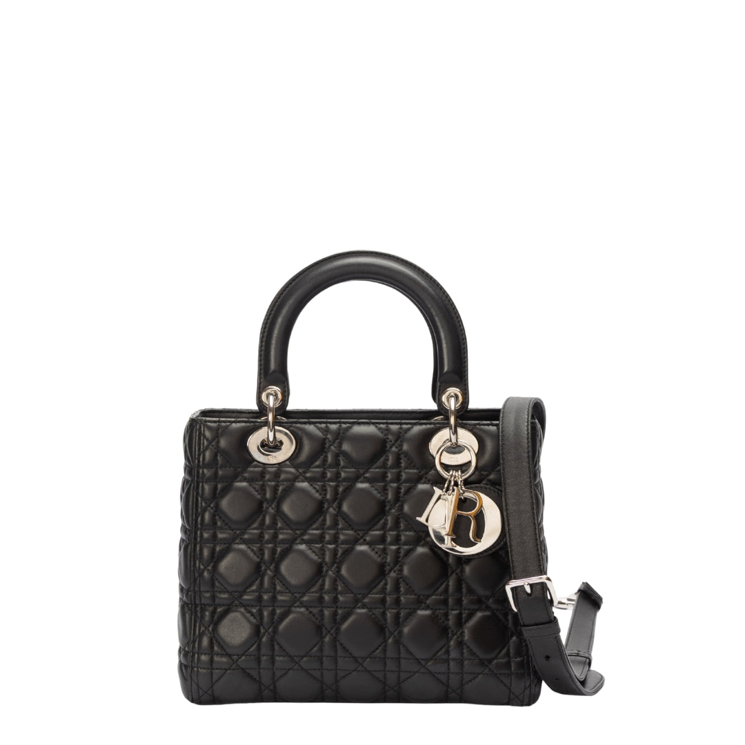 Dior Cannage Black Medium Lady Dior Satchel
