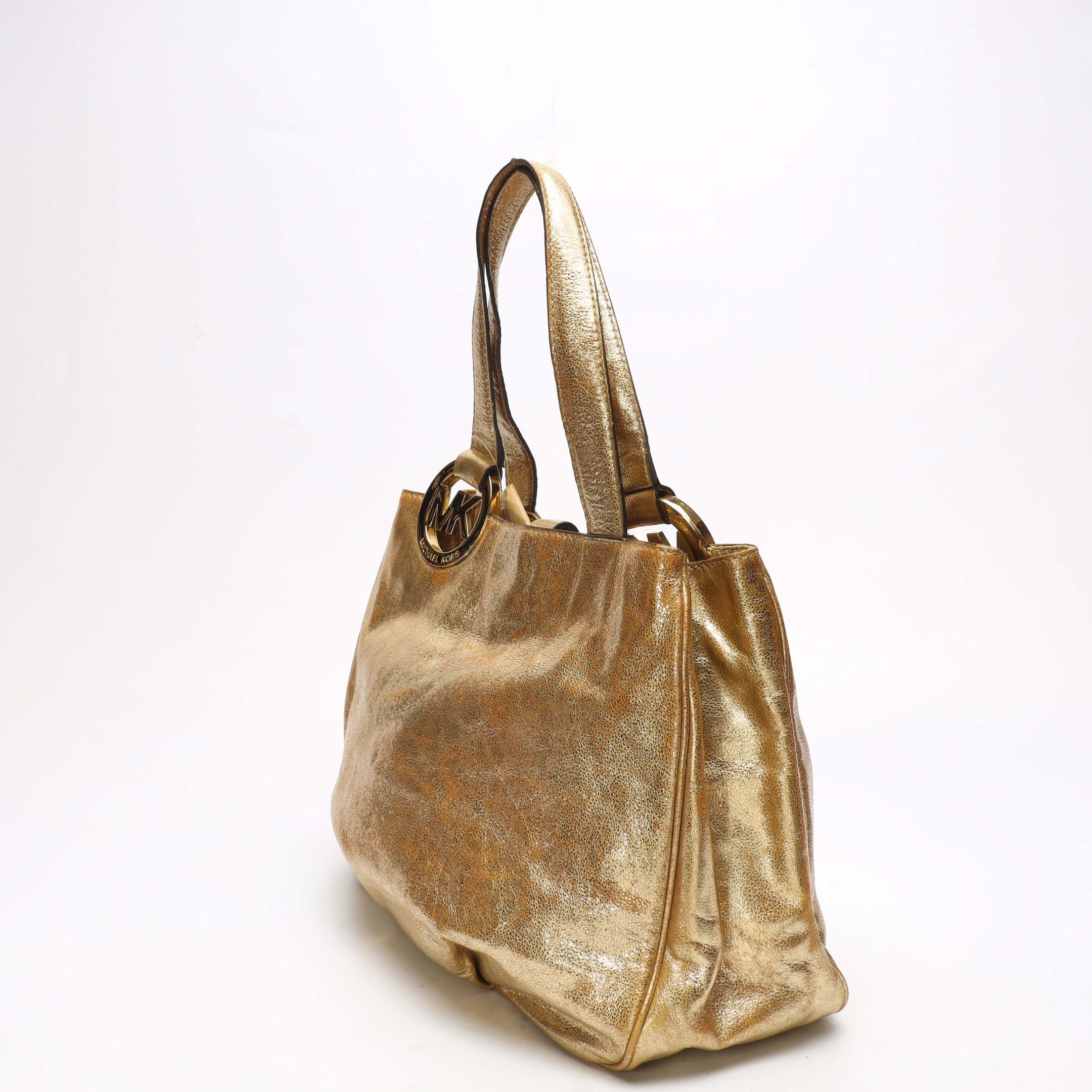 Michael Kors Fulton Gold Metallic Shoulder Bag