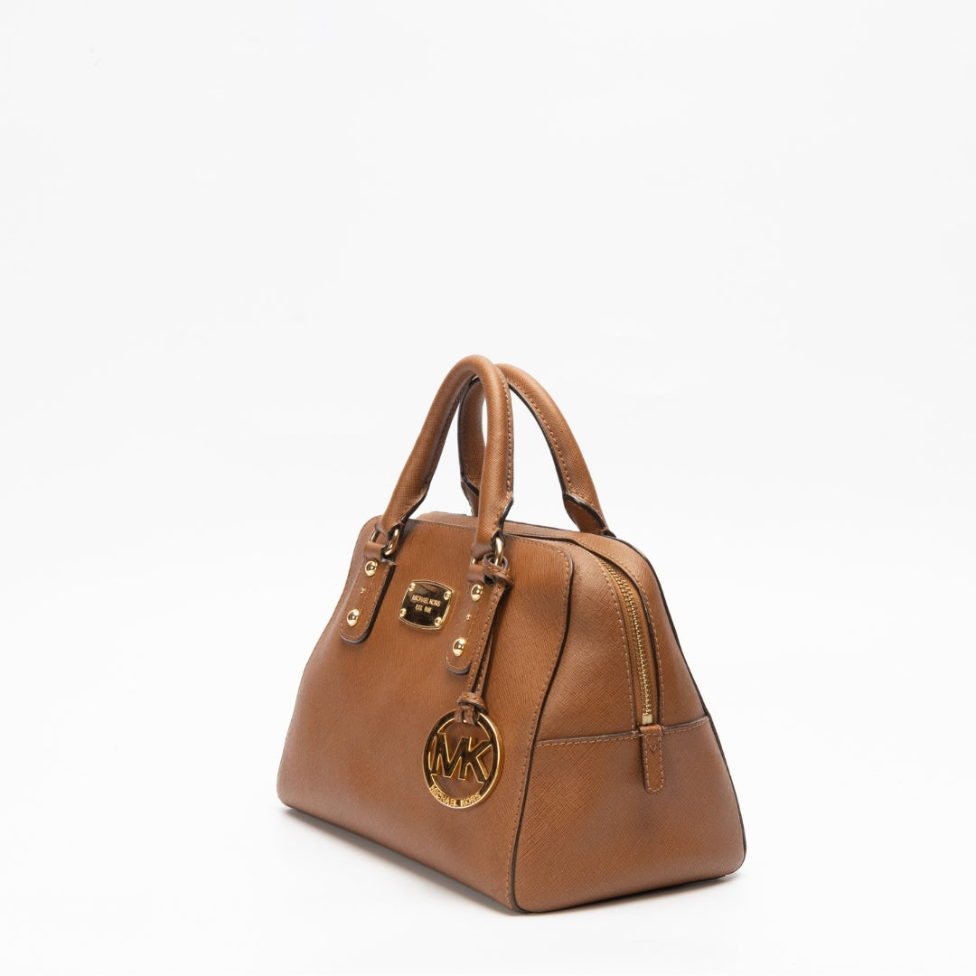 Michael Kors Brown Leather Round Top Handle Bag