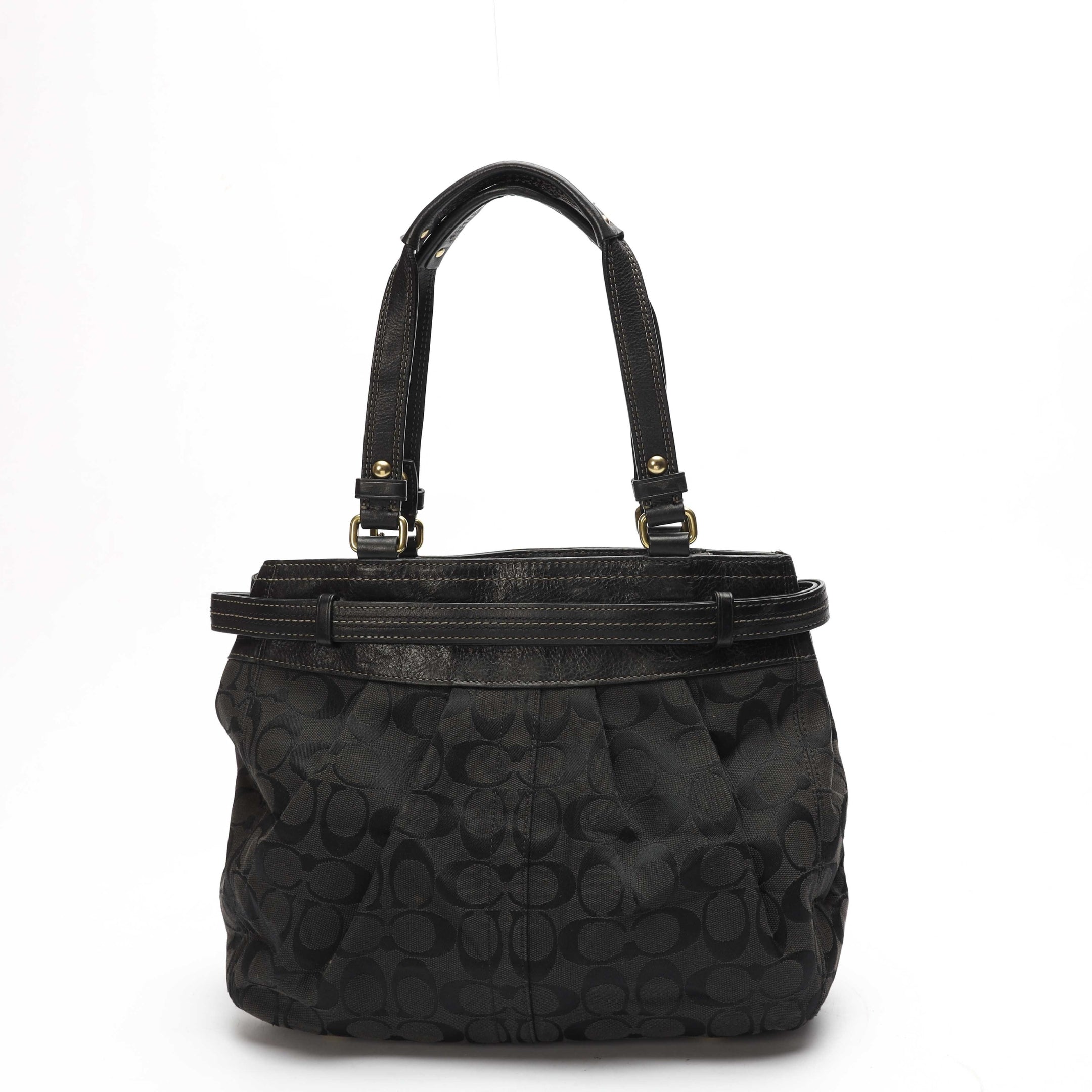 Coach Signature Carly Carryall Black Hobo Bag