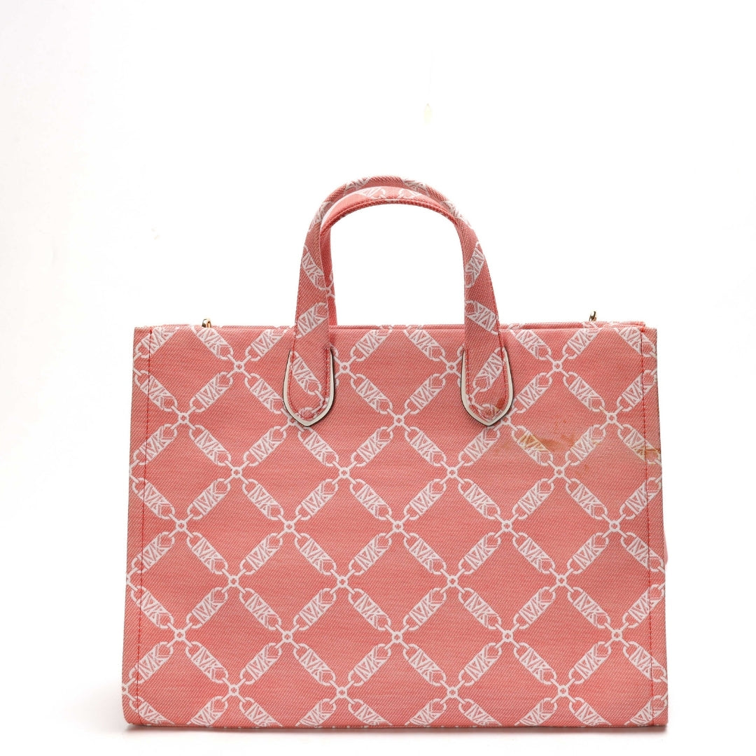 Michael Kors Pink Gigi Large Empire Logo Jacquard Tote
