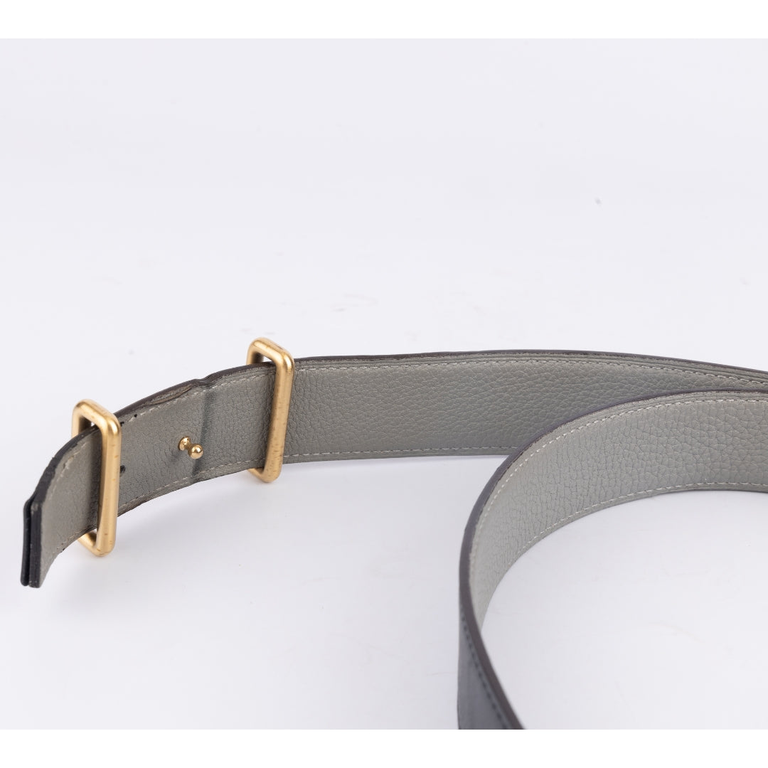 Hermes Black/Grey Leather Idem Reversible Belt