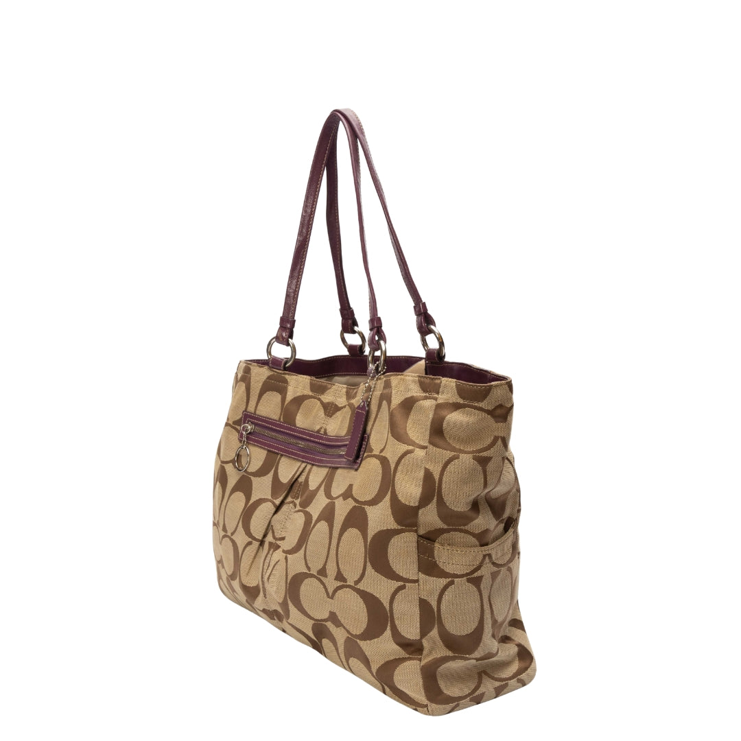 Coach Beige Signature Canvas Shopper Tote