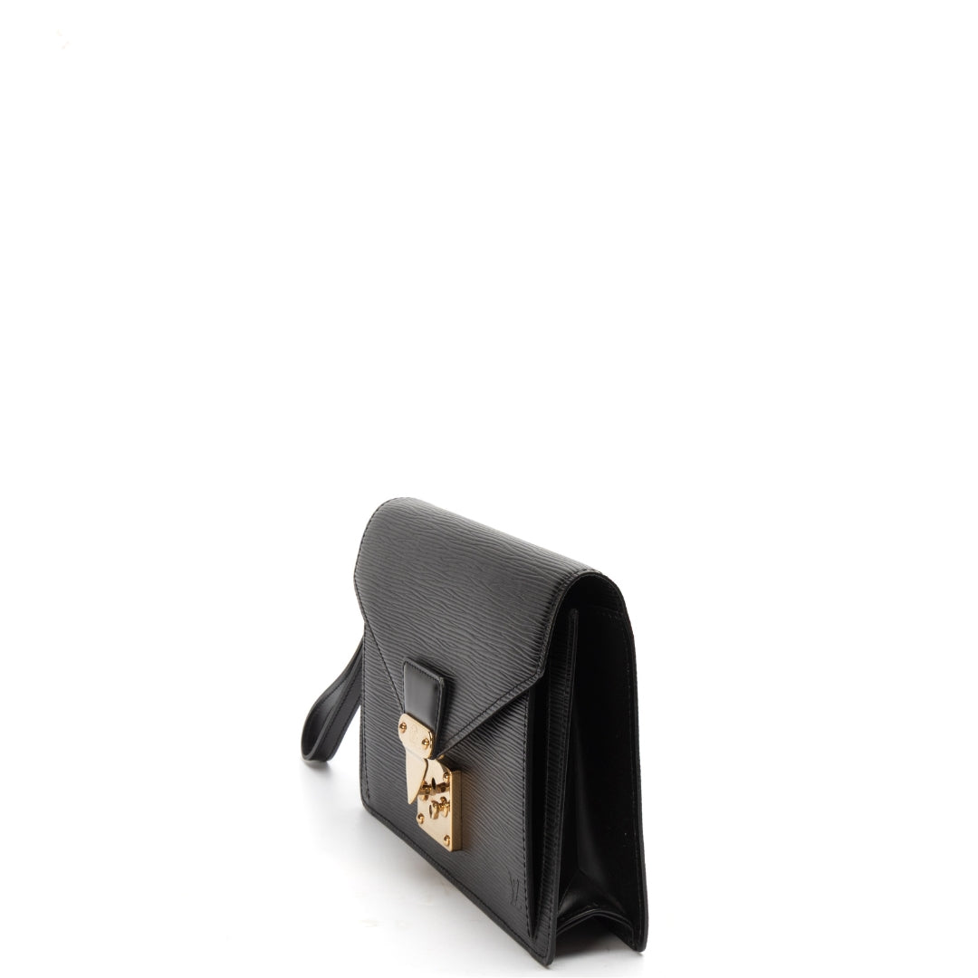 Louis Vuitton Black Epi Pochette Dragonne Clutch