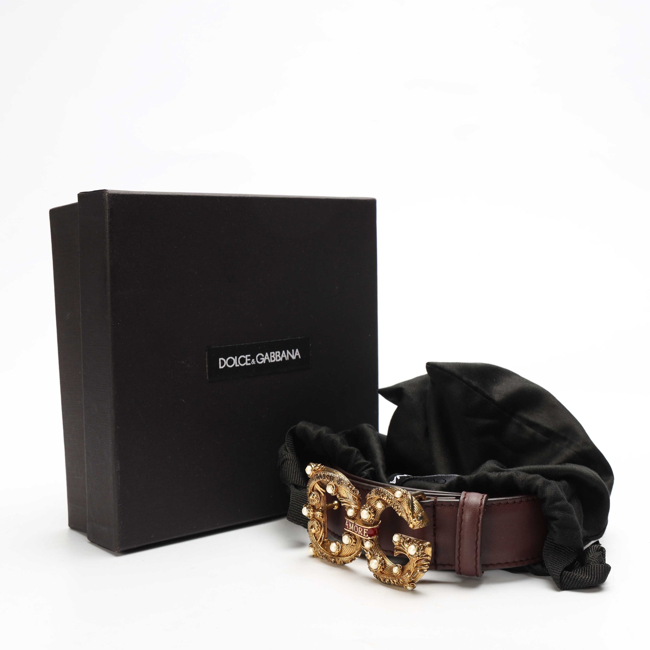Dolce & Gabbana Calfskin Belt with DG Amore Logo