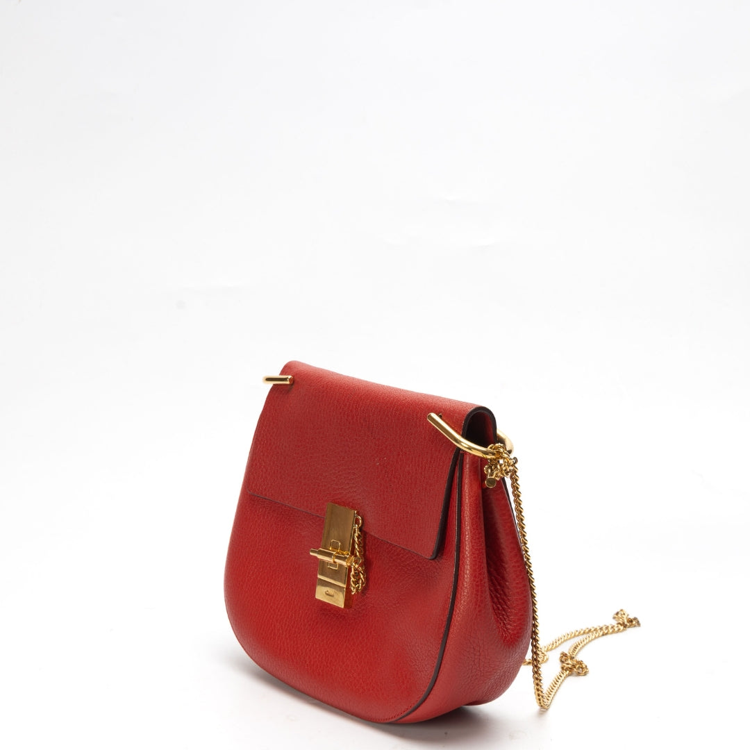 Chloe Red Drew Chain Crossbody Bag