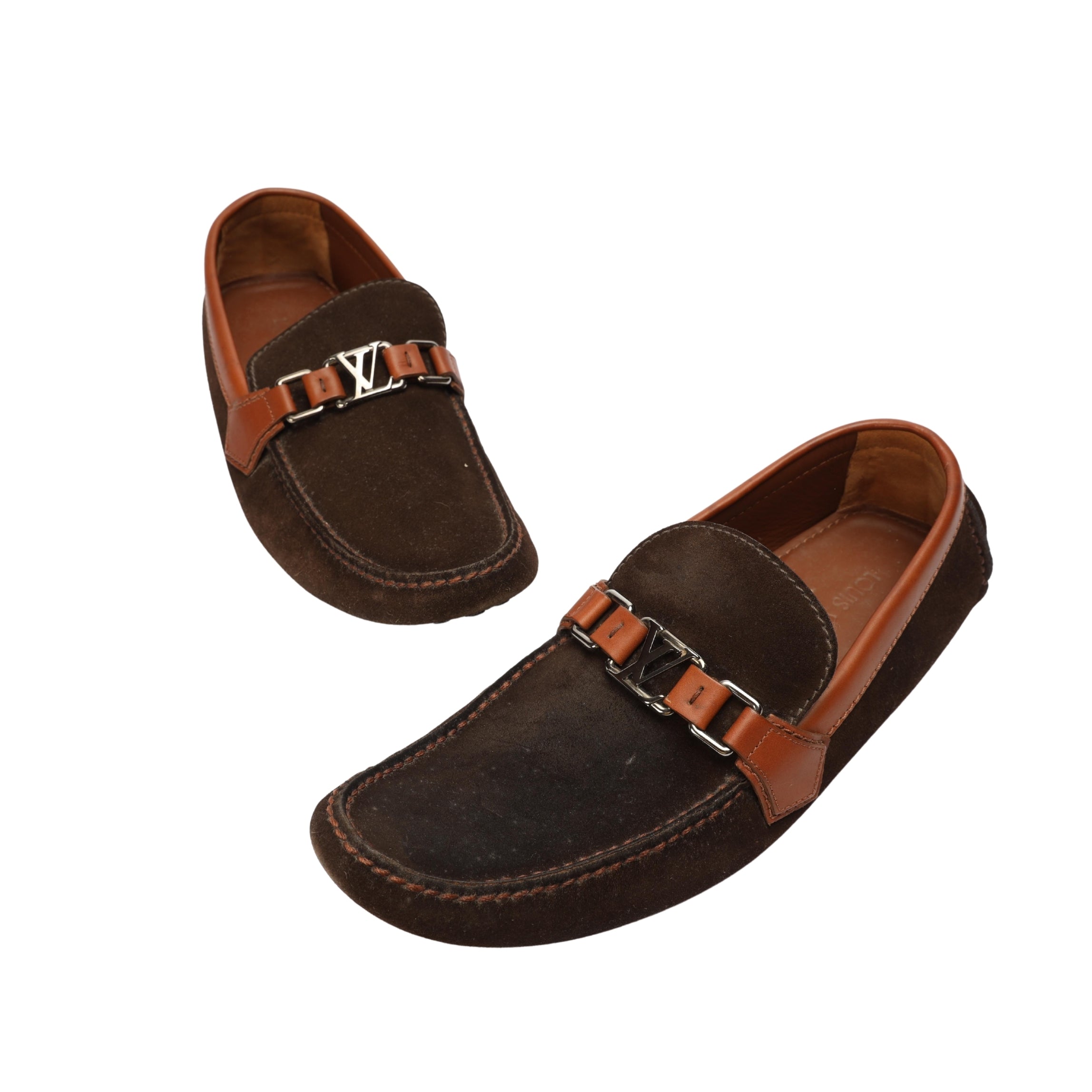 Louis Vuitton Brown Suede Hockenhein Slip On Loafers