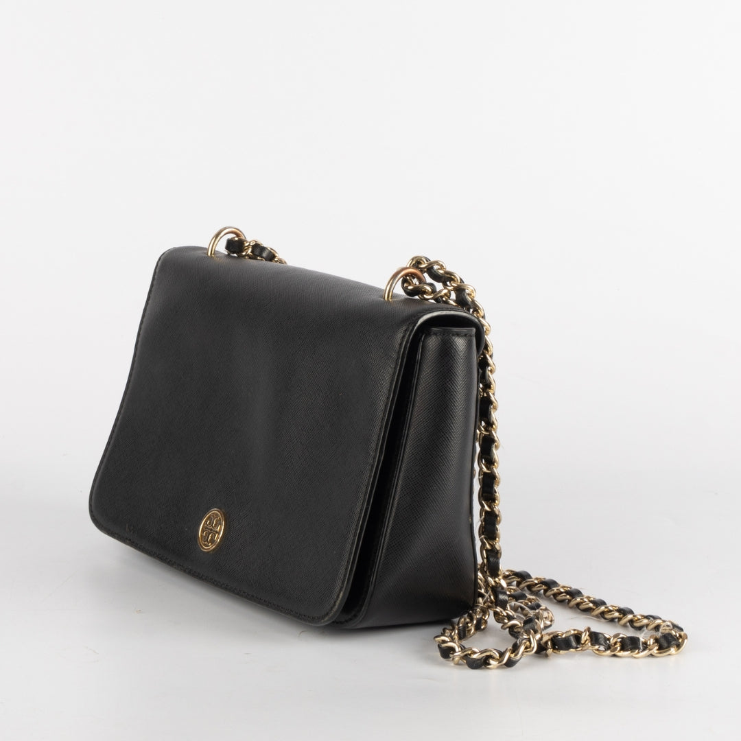 Tory Burch Black Leather Robinson Shoulder Bag