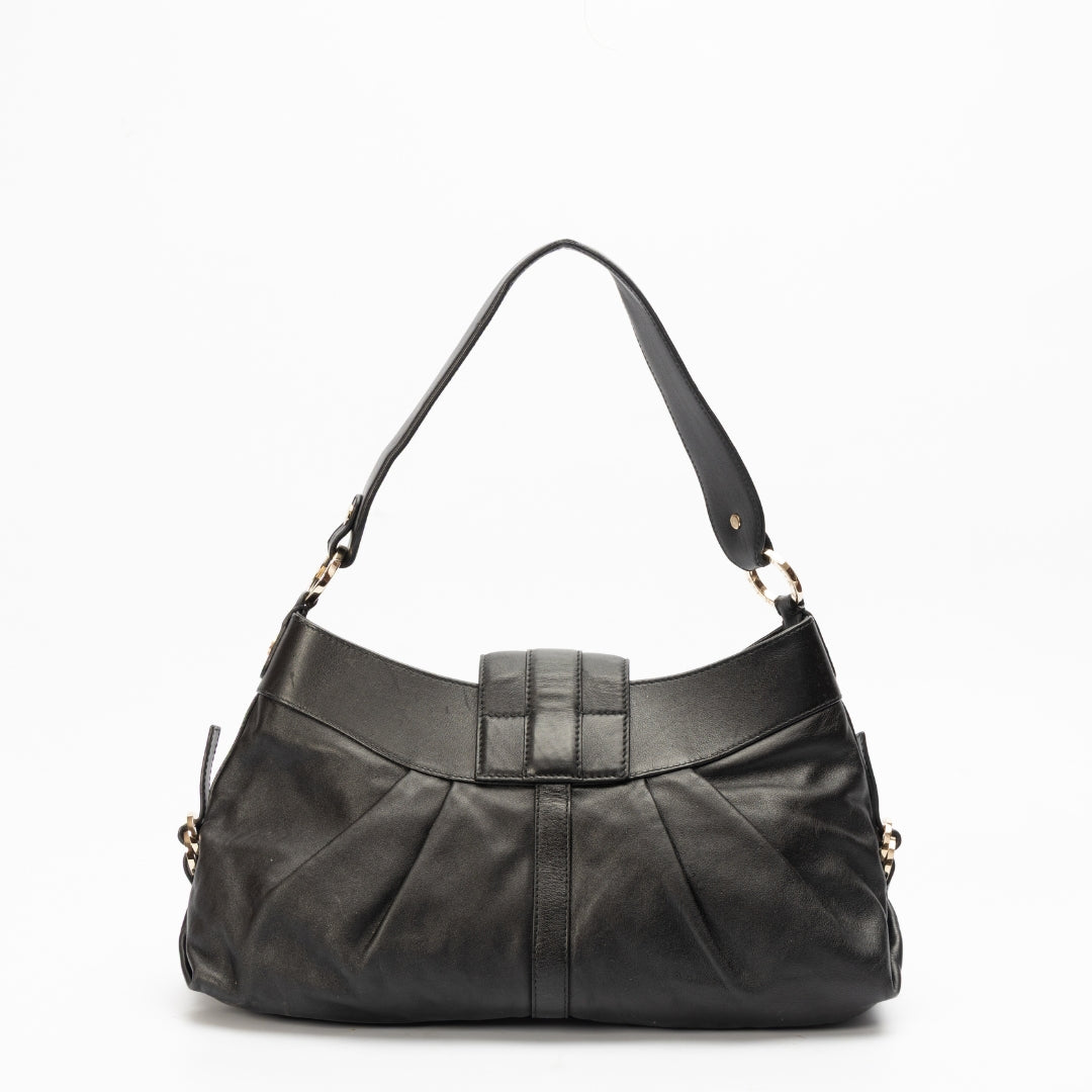 Bvlgari Black Leather Chandra Hobo Bag