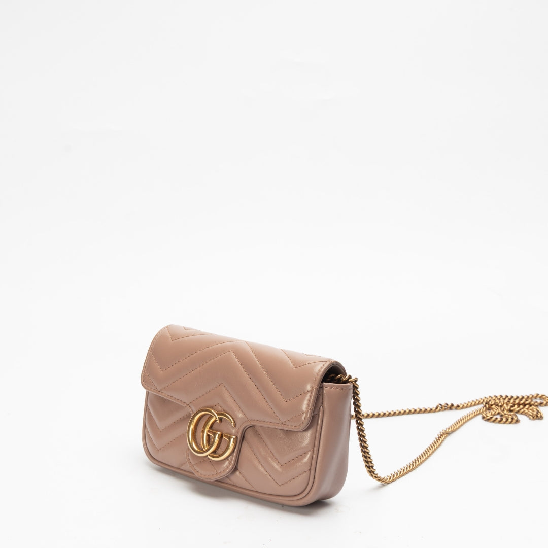 Gucci Pink Super Mini GG Marmont Shoulder Bag