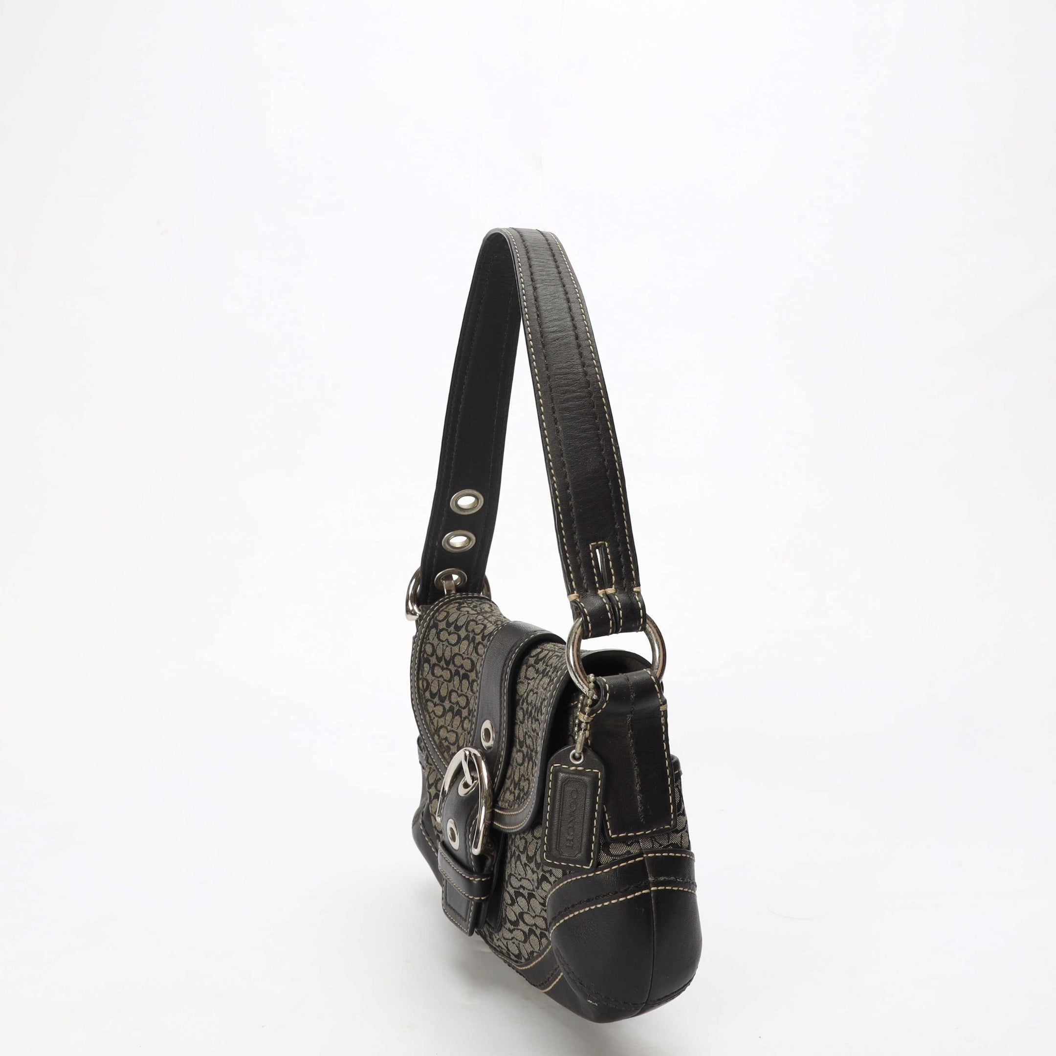 Coach Black Signature Soho Buckle Shoulder Bag
