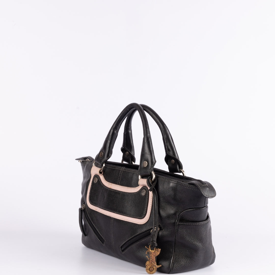 Celine Black Leather Boogie Satchel