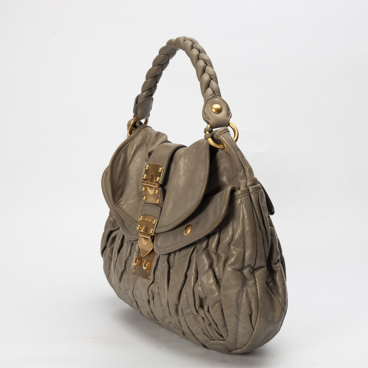 Miu Miu Grey Matelasse Lux Coffer Hobo Bag