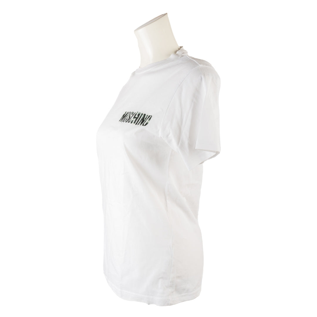 Moschino Logo Print White Crew Neck T-Shirt