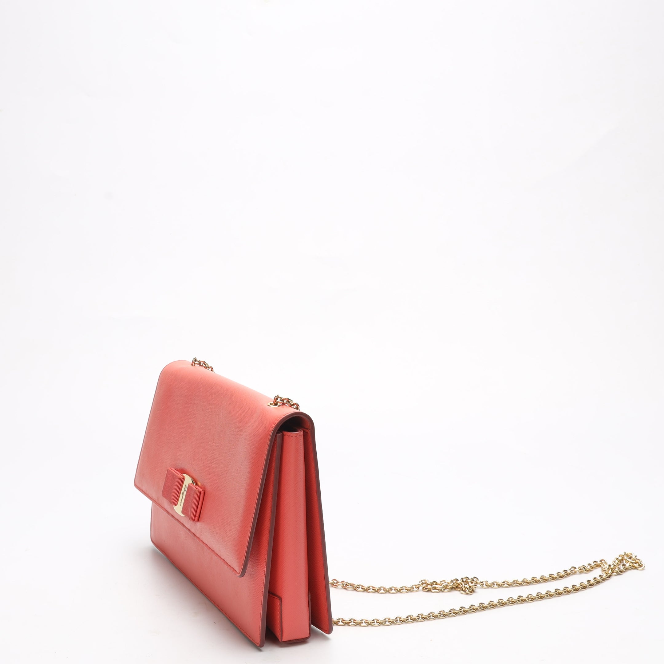 Salvatore Ferragamo Red Vara Bow Chain Sling Bag