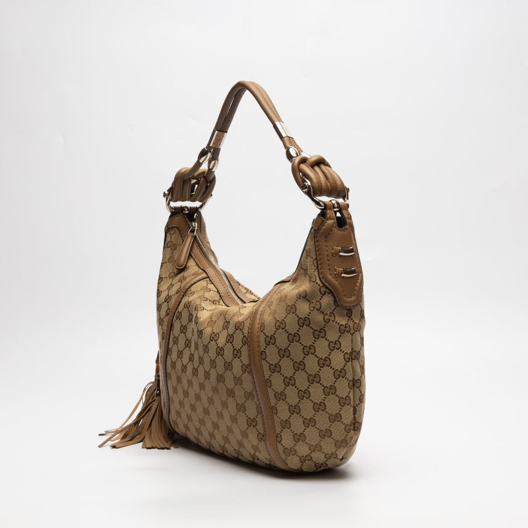 Gucci GG Canvas Medium Techno Horsebit Hobo Bag