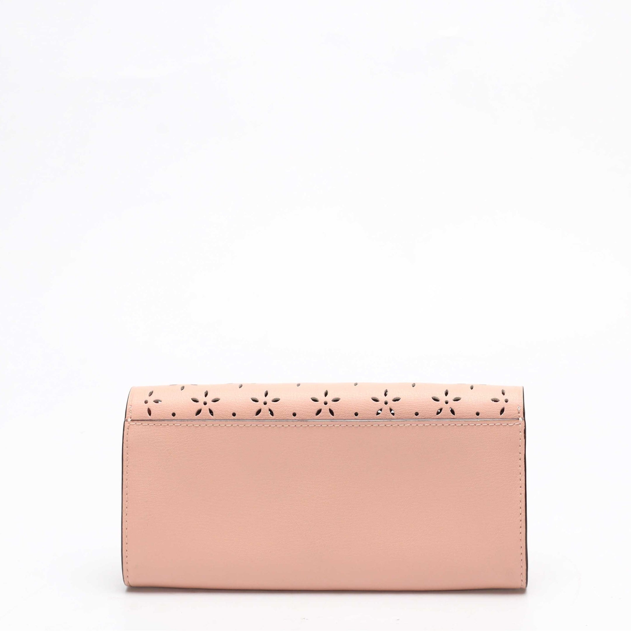 Coach Pink Floral Perforated Flap Wallet