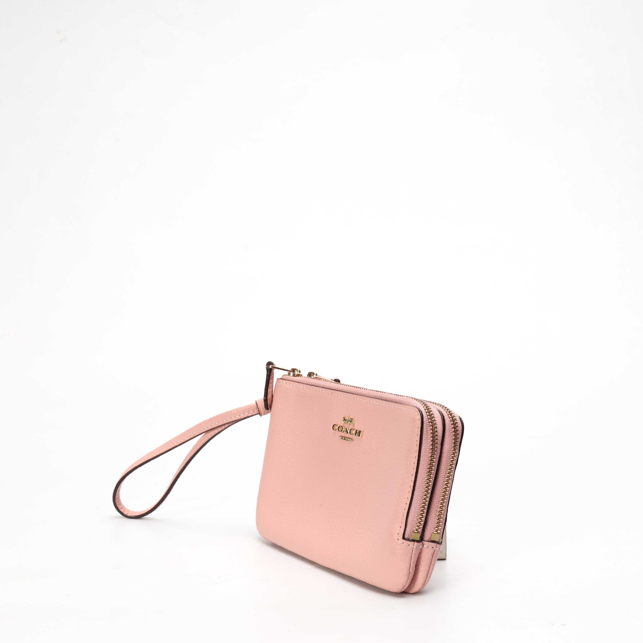 Coach Pebbled Leather Pink Wristlet Wallet