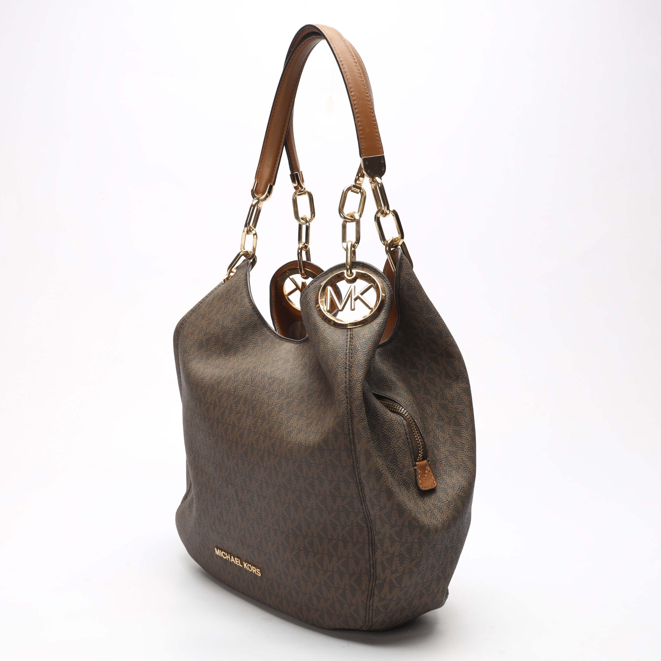 Michael Kors Lillie Large Brown Logo Shoulder Bag