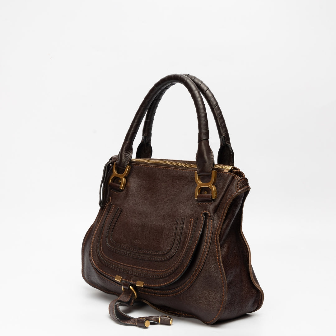 Chloe Burgundy Leather Medium Marcie Shoulder Bag