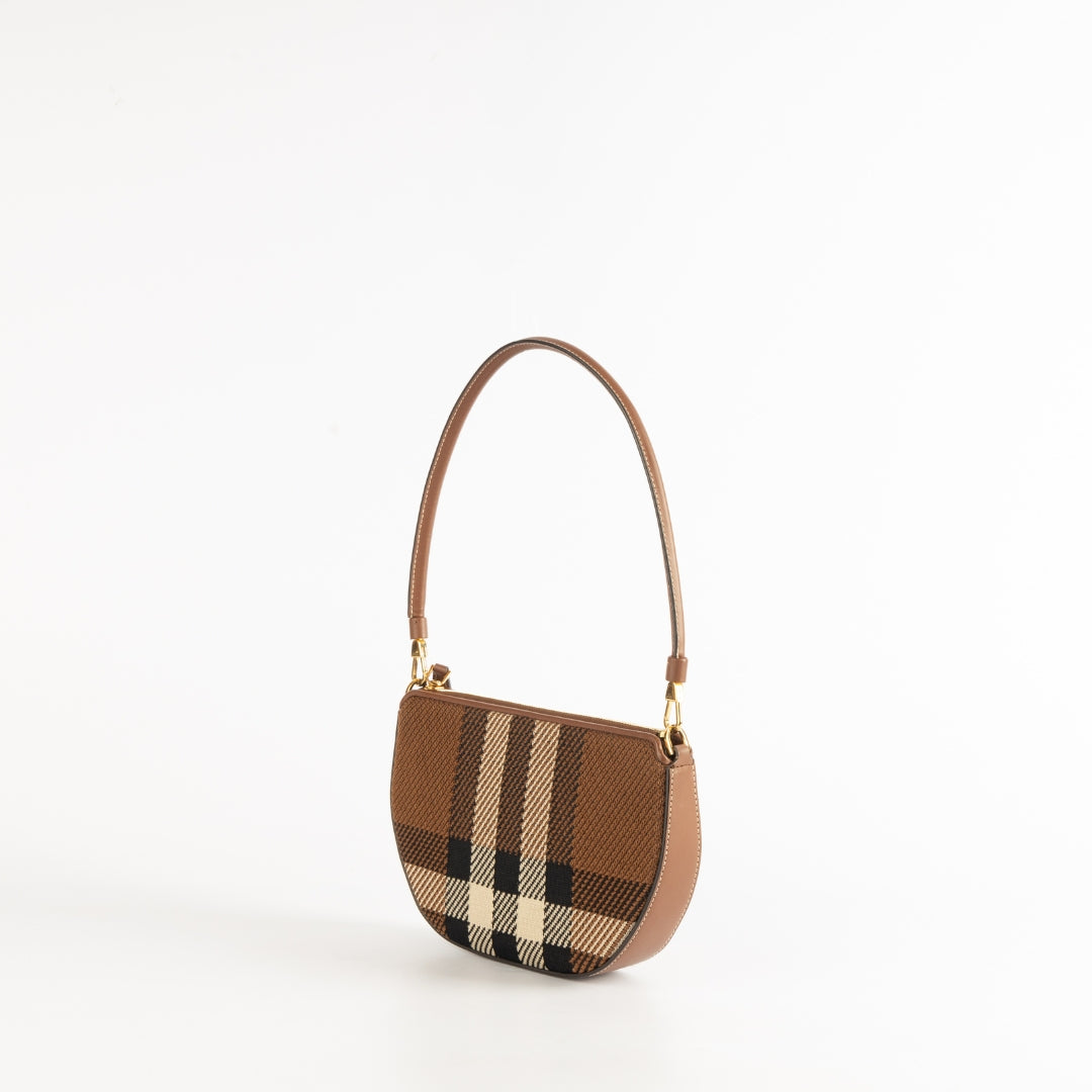 Burberry Olympia Knitted Check Jacquard Pouch bag