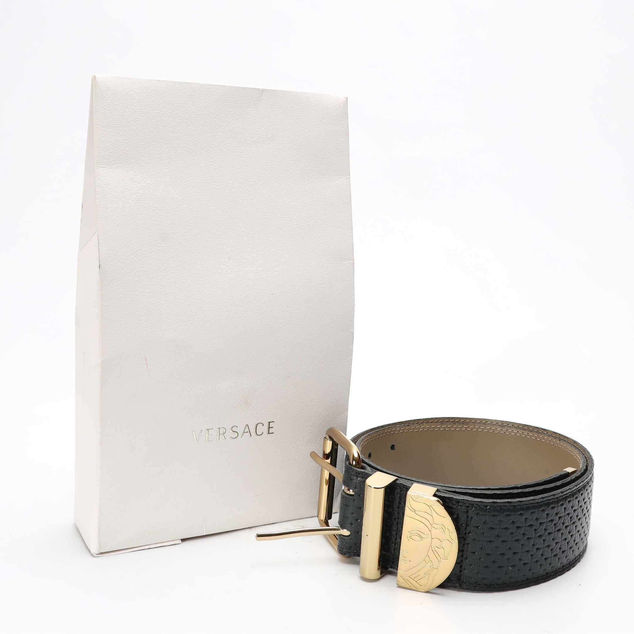 Versace Medusa Black Leather Belt