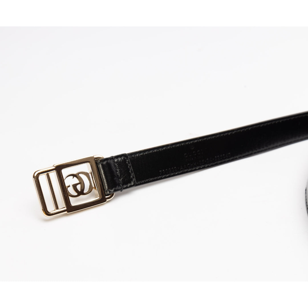 Gucci GG Black Calfskin Buckle Belt