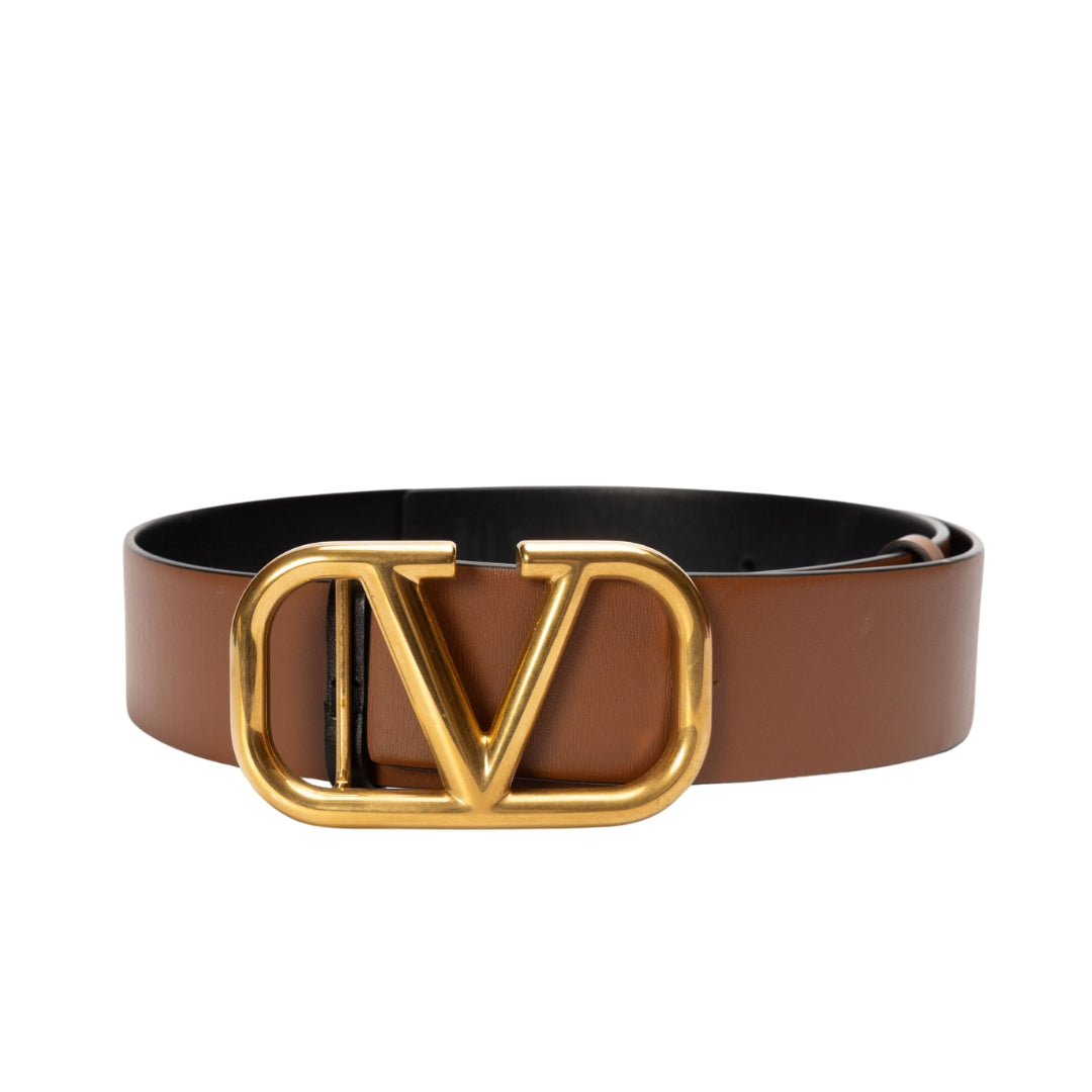 Valentino Black & Brown Leather Reversible Belt