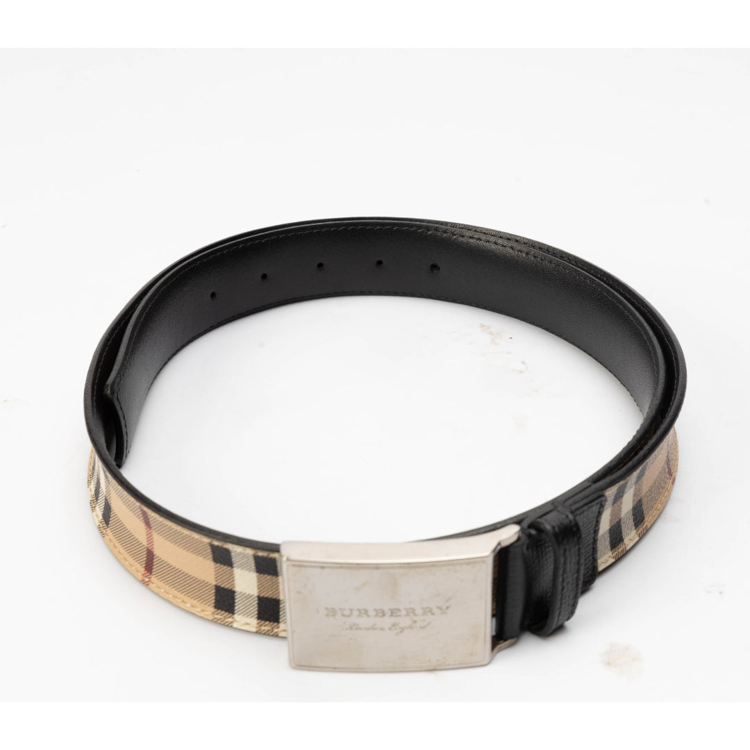 Burberry Beige House Check Canvas Leather Belt