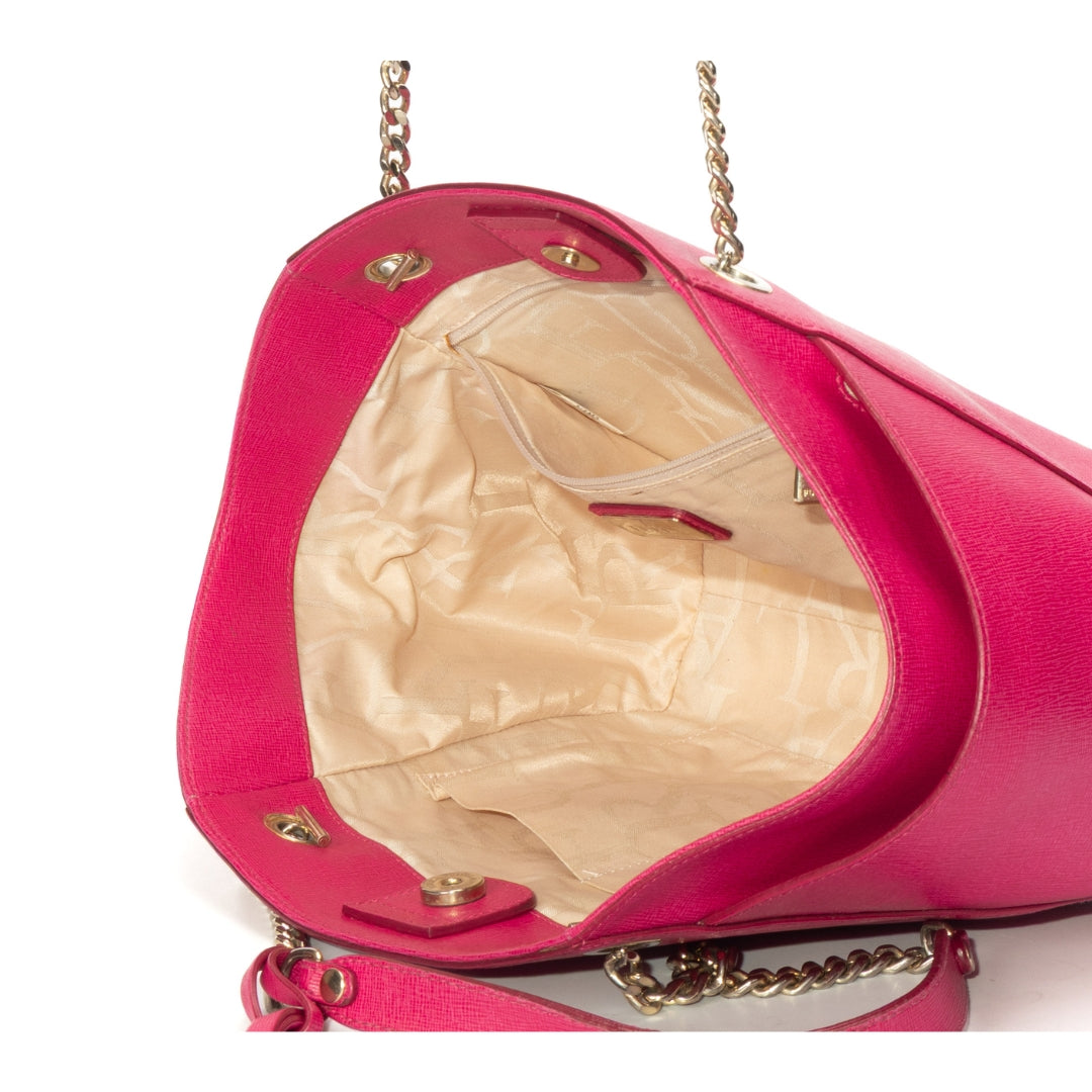 Furla Saffiano Leather Chain-Linked Shoulder Bag