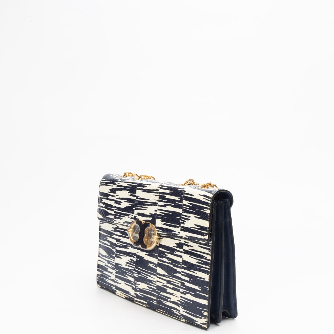 Tory Burch Navy Blue Gemini Link Shoulder Bag