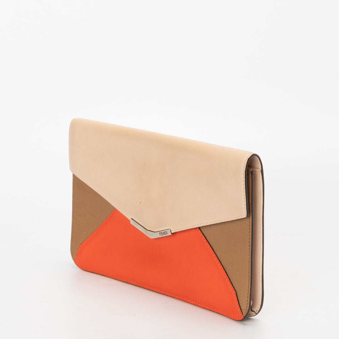 Fendi Tri Color Leather 2Jours Envelope Clutch