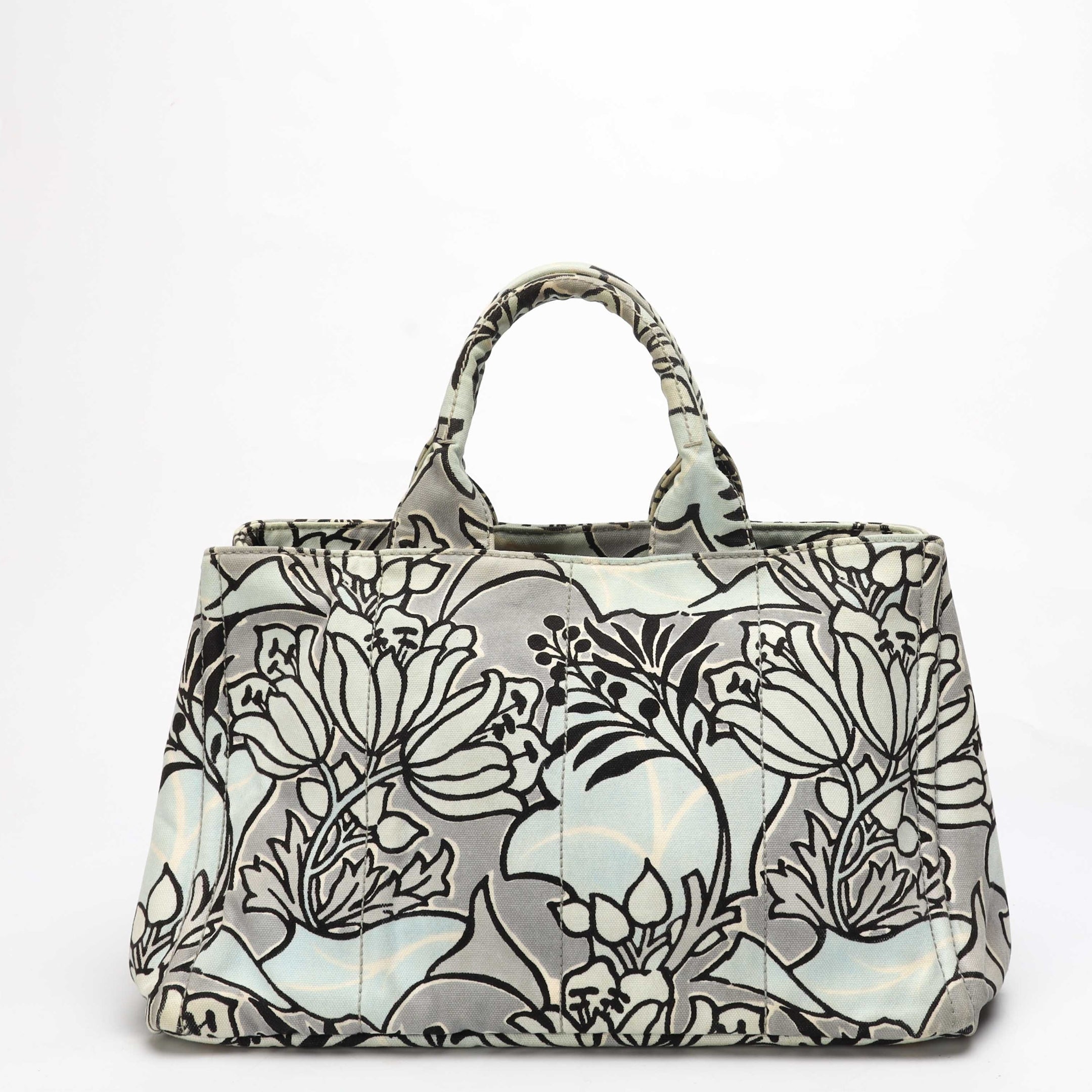 Prada Floral Printed Canvas Canapa Satchel