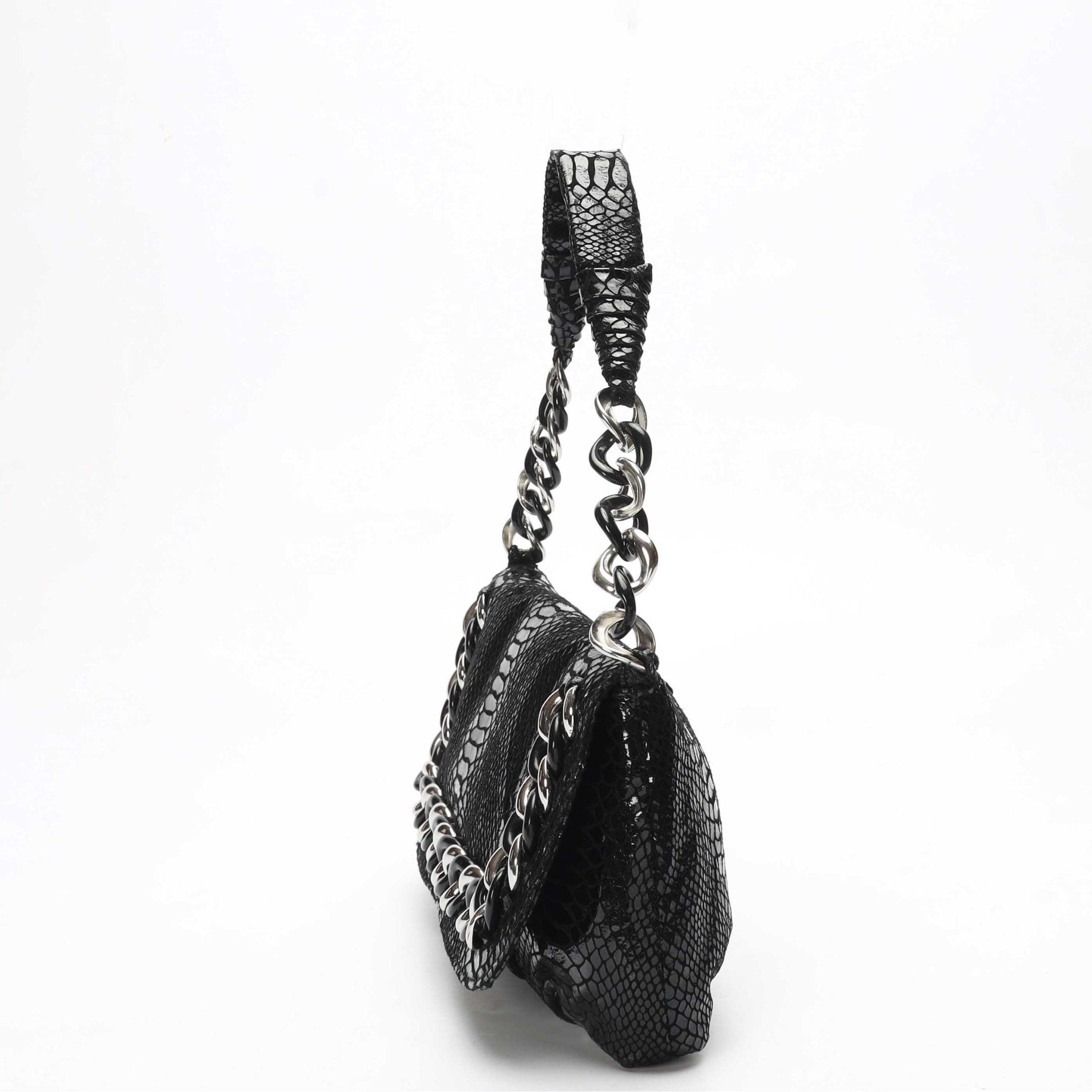 Michael Kors Black Python Chain Shoulder Bag