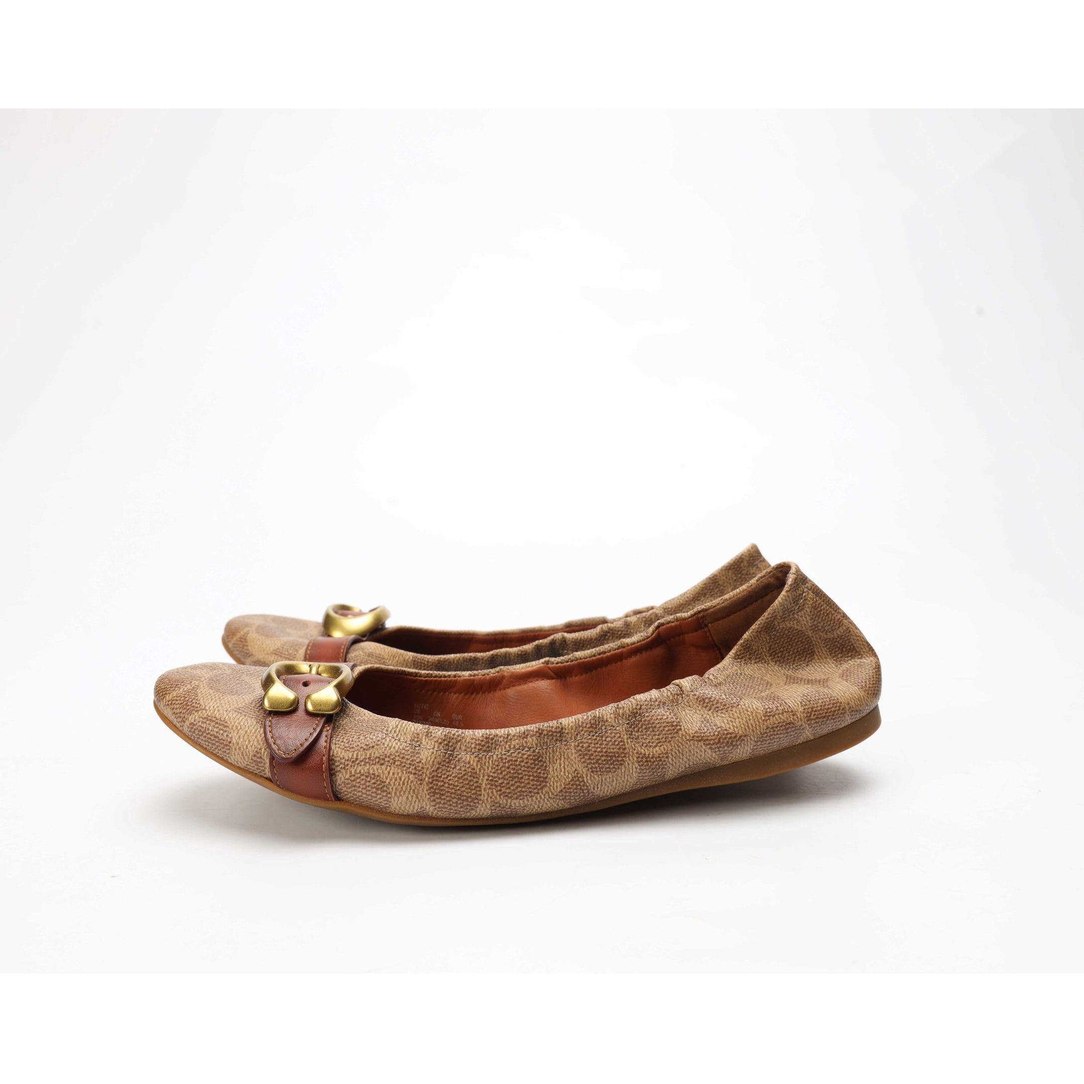 Coach Brown Printed Buckle Ballerinas
