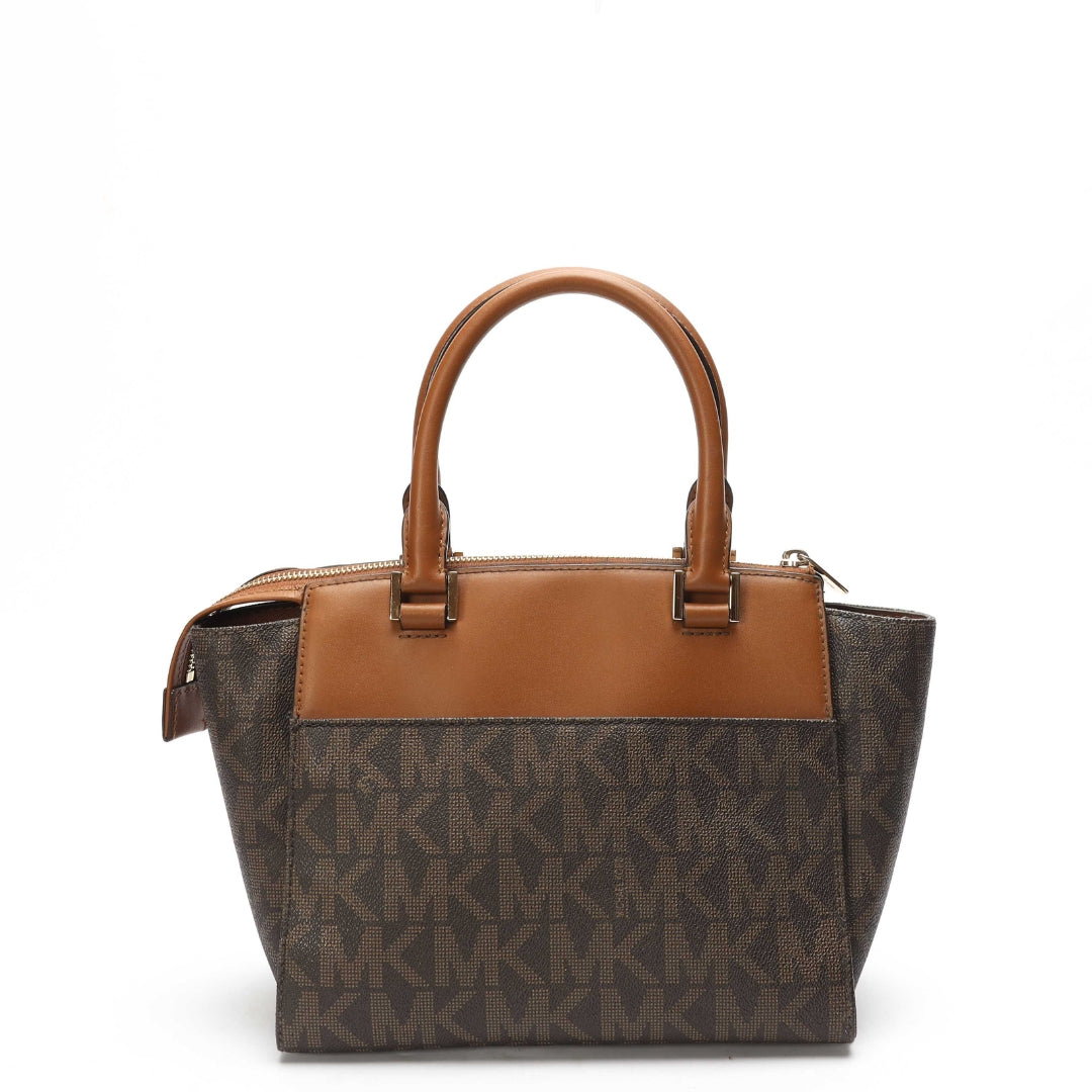 Michael Kors Hudson Brown Logo Satchel