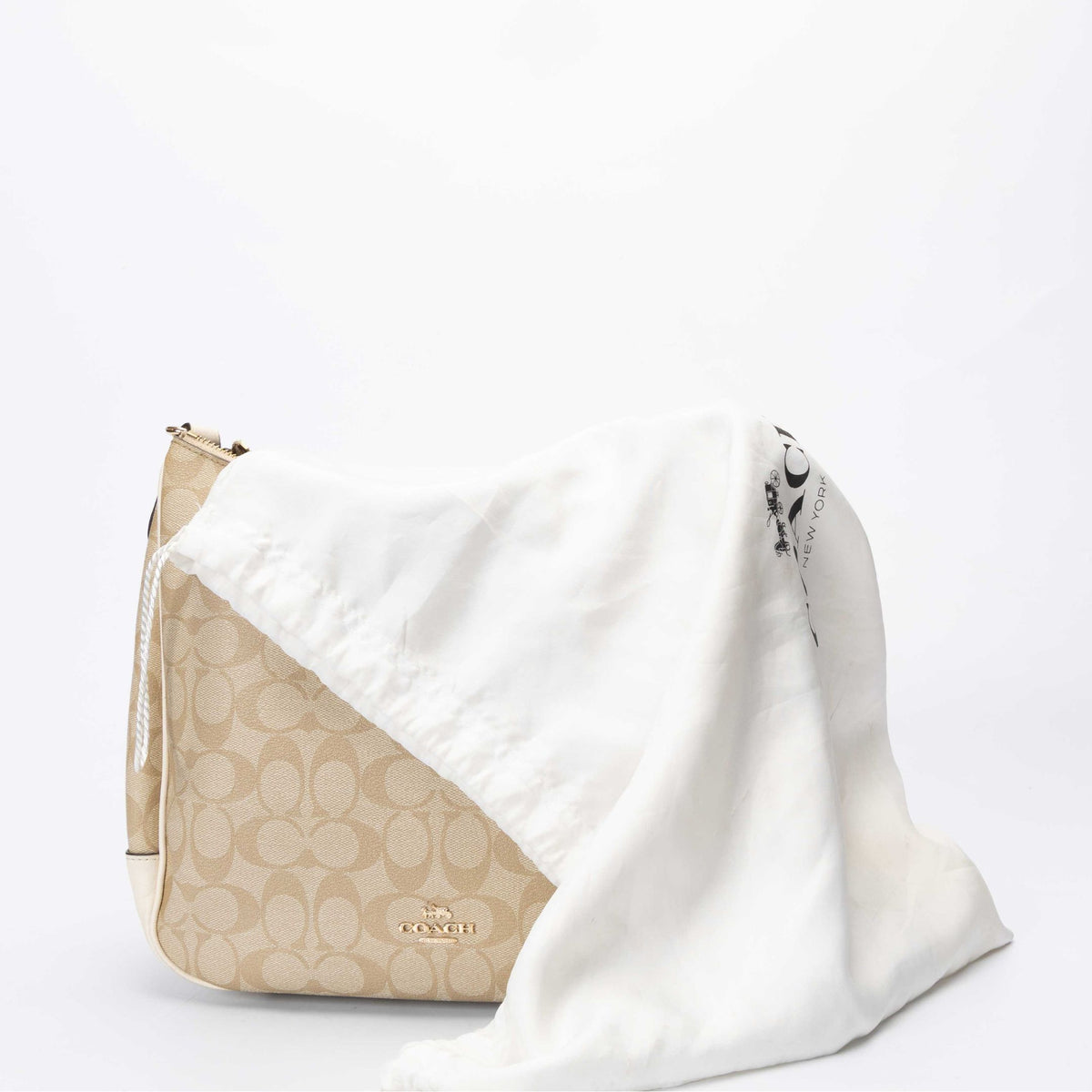 Coach Beige Zip Shoulder Bag