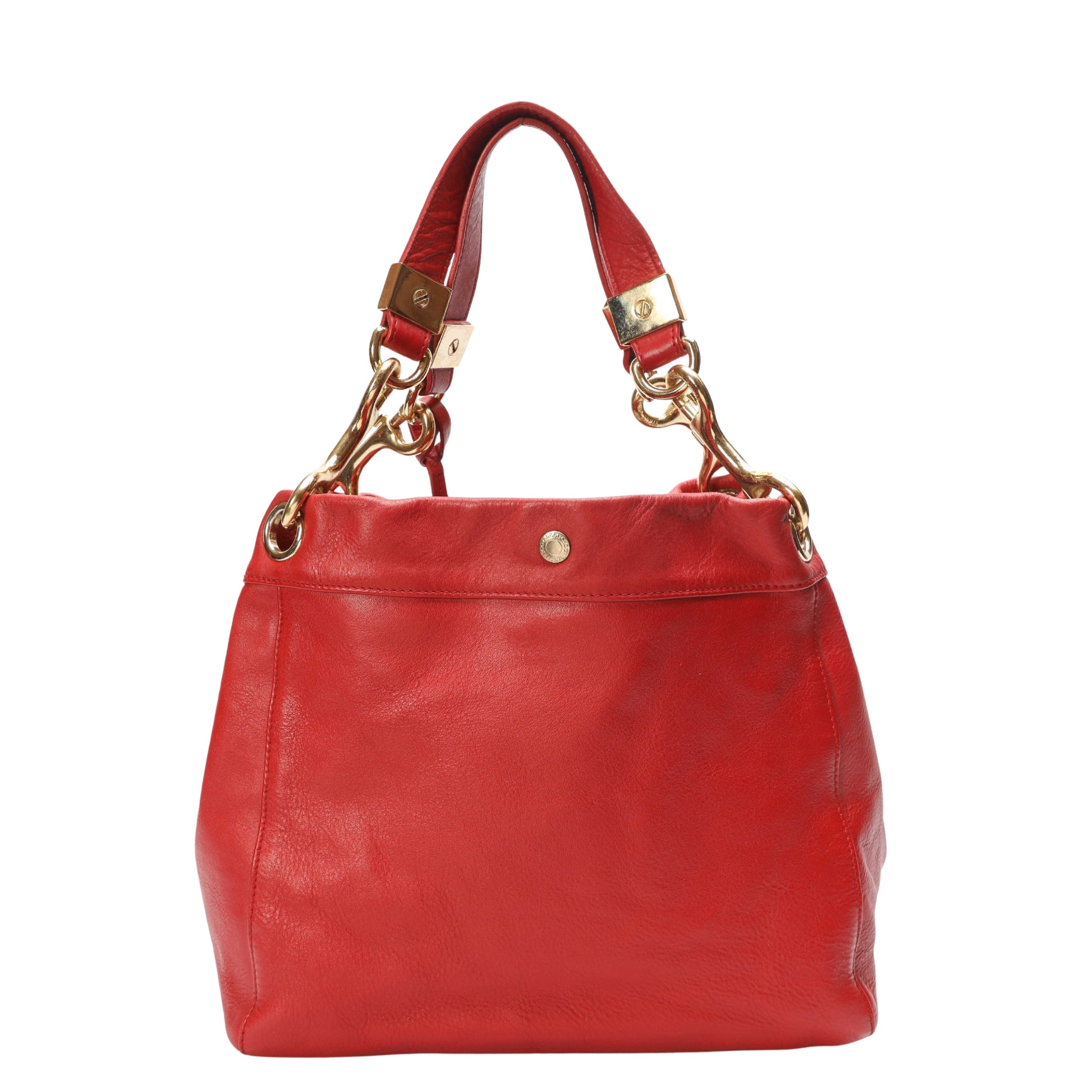 Jimmy Choo Red Enamel Handle Hobo Bag