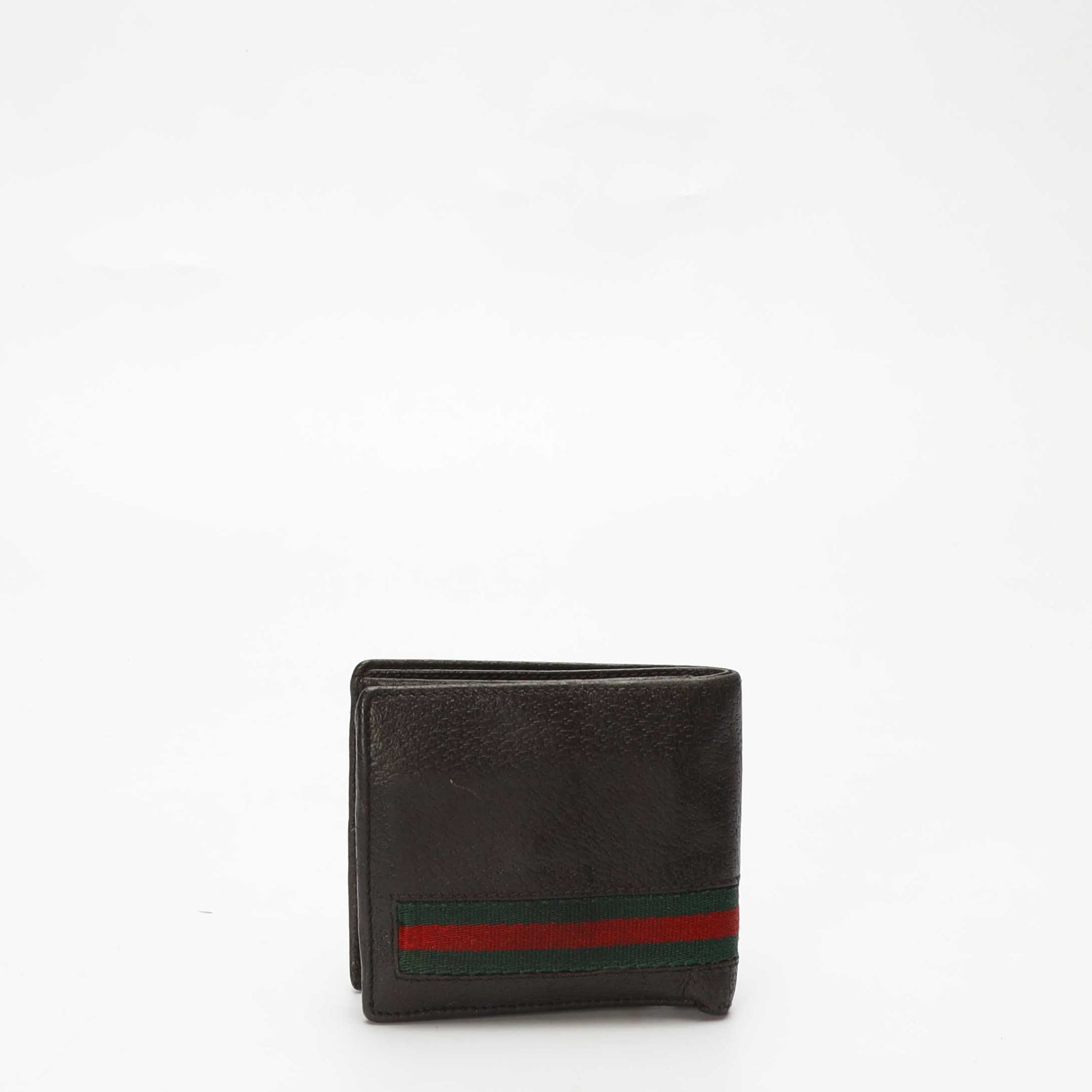 Gucci Black Leather Web Bifold Wallet