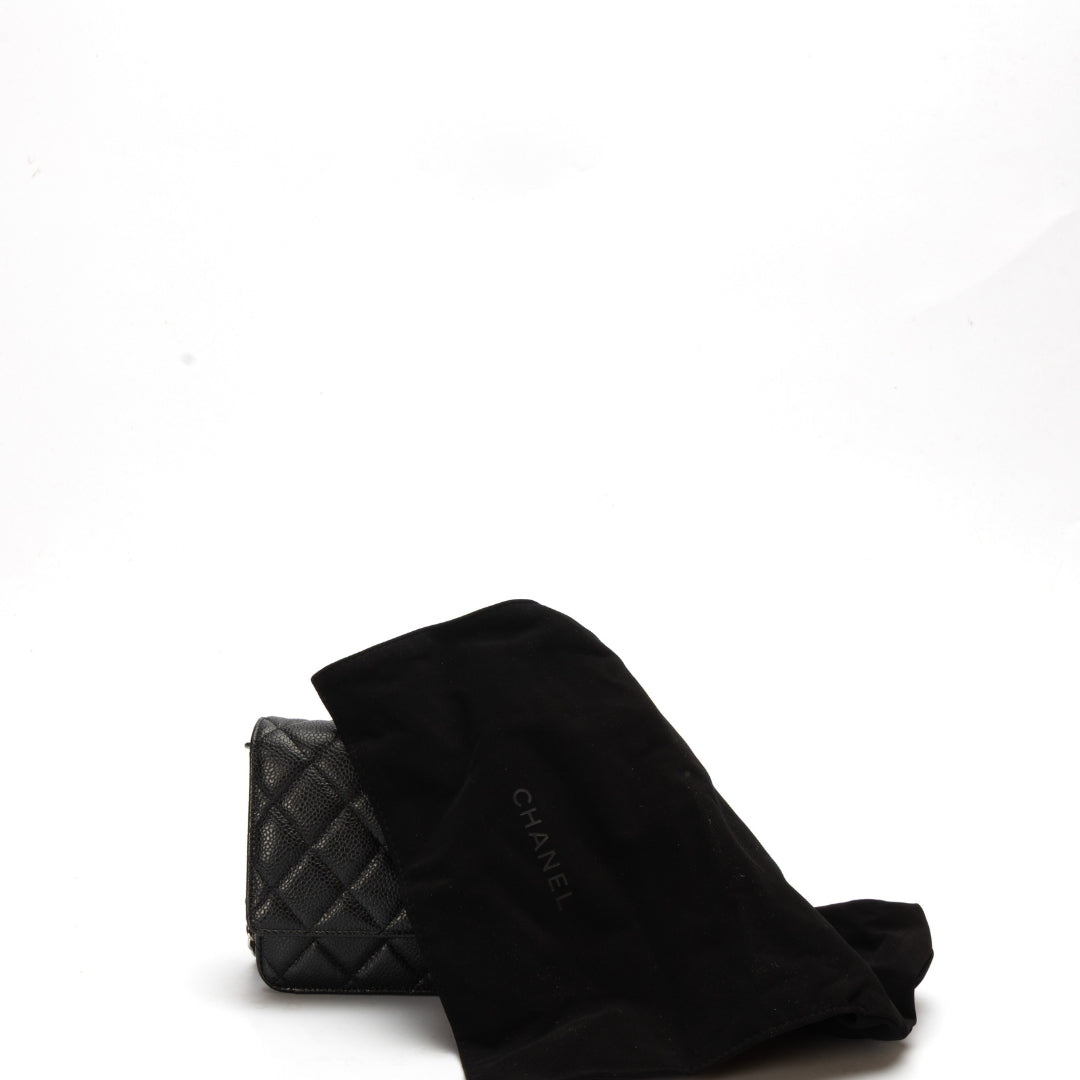 Chanel Black Caviar Quilted Wallet on Chain