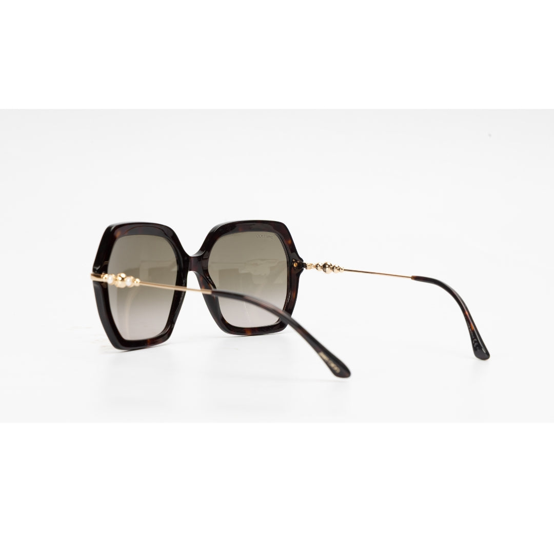 Jimmy Choo Brown Havana Square-Frame Sunglasses with Pearls