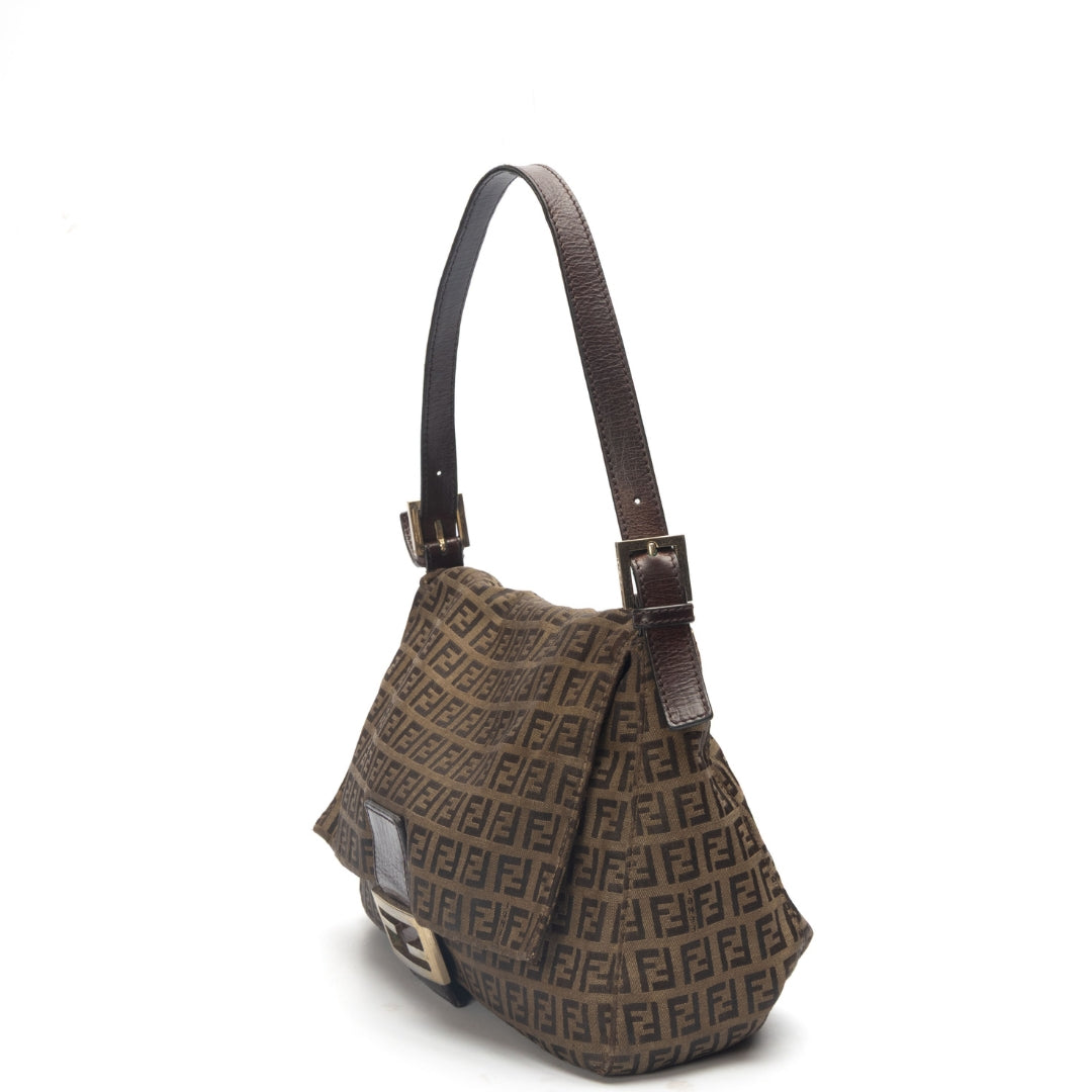 Fendi Brown Zucca Big Mamma Flap Baguette
