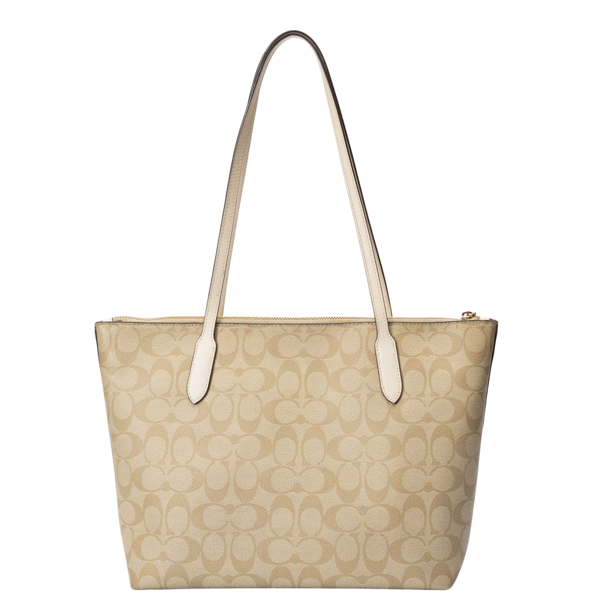 Coach Zip Top Beige Tote