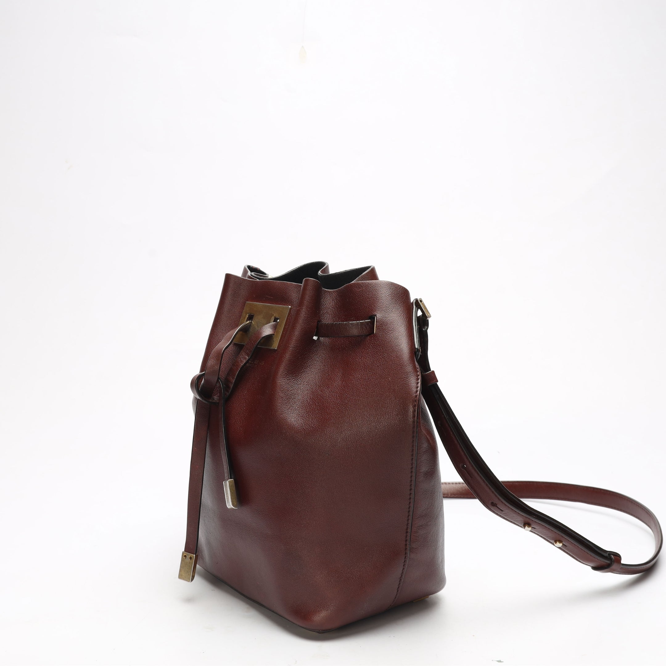 Michael Kors Miranda Burgundy Bucket Crossbody Bag