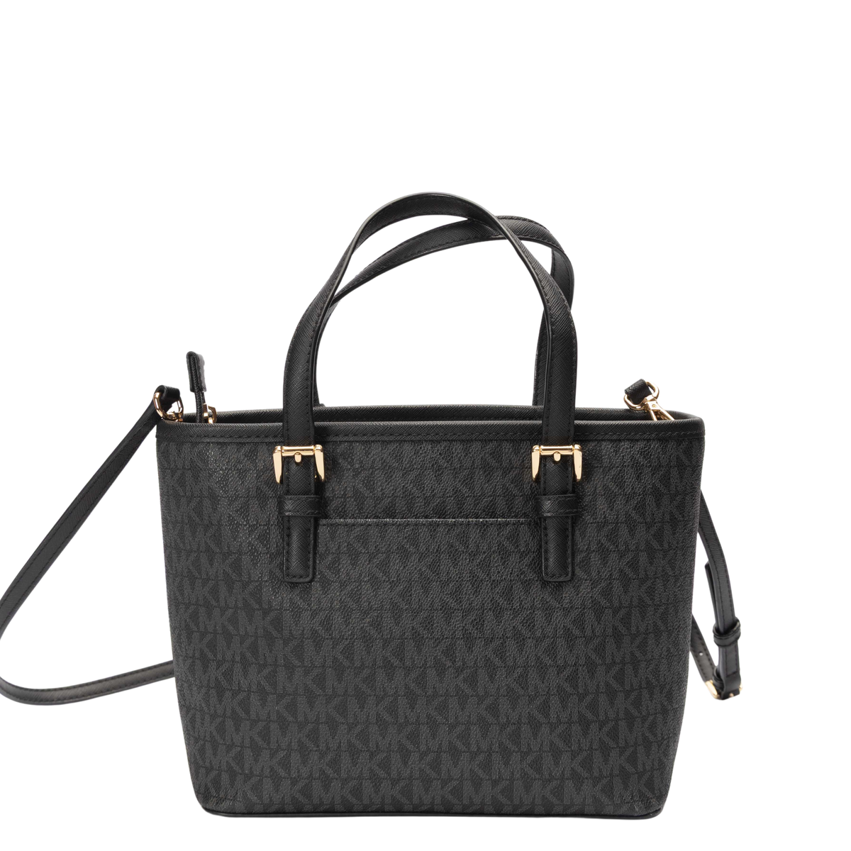 Michael Kors Jet Set Travel Logo Black Convertible Satchel