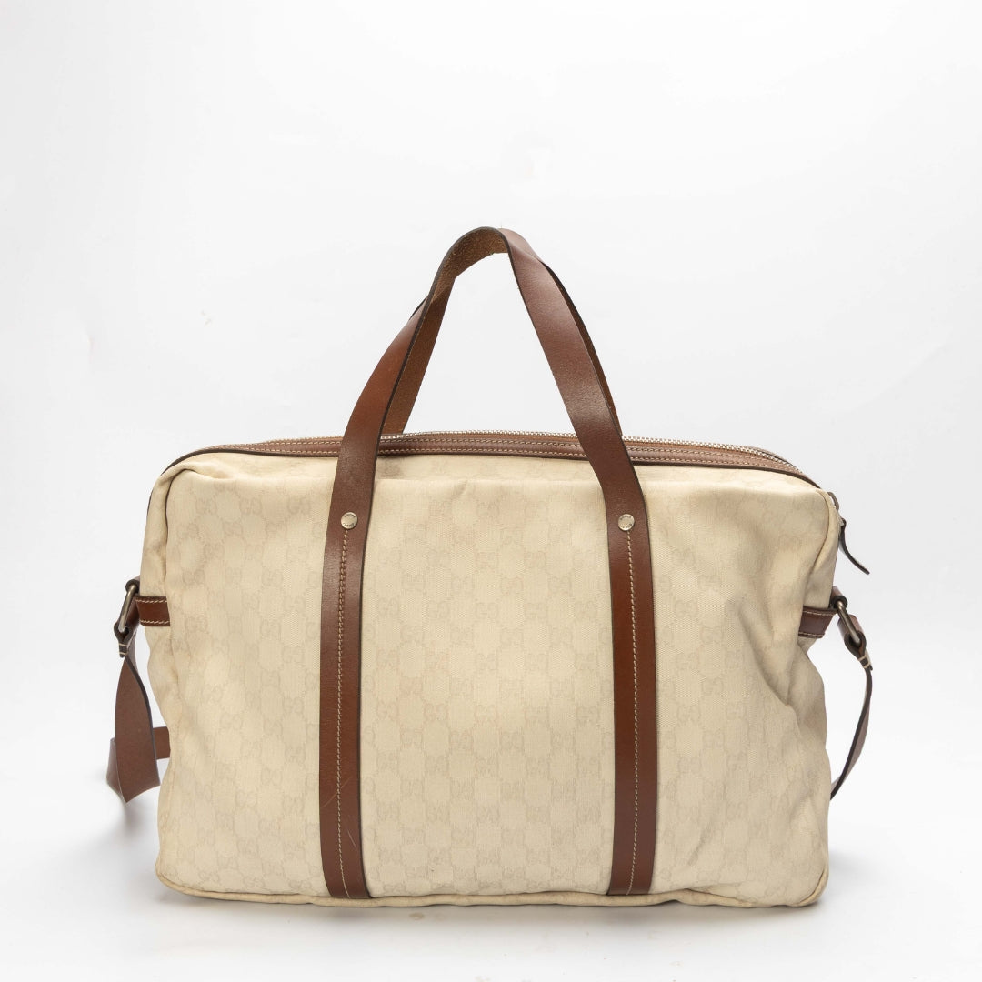 Gucci Brown/Beige GG Canvas Duffel Weekender Bag
