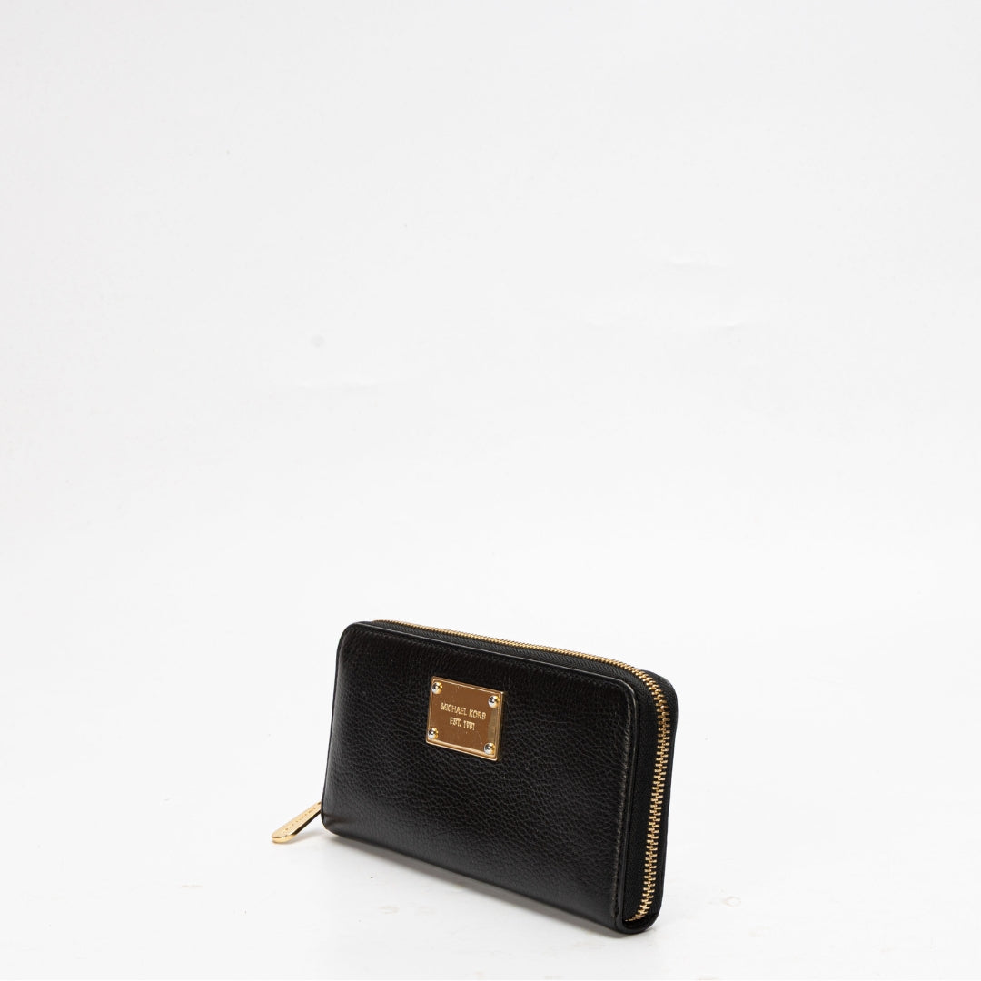 Michael Kors Black Zip Around Continental Wallet
