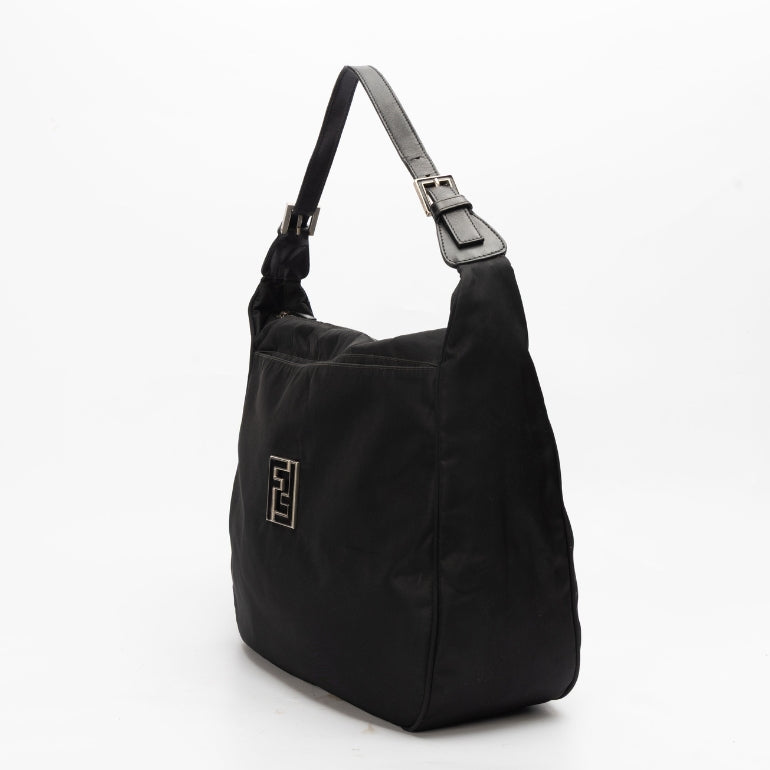 Fendi Leather-Trimmed Nylon Top Handle Bag
