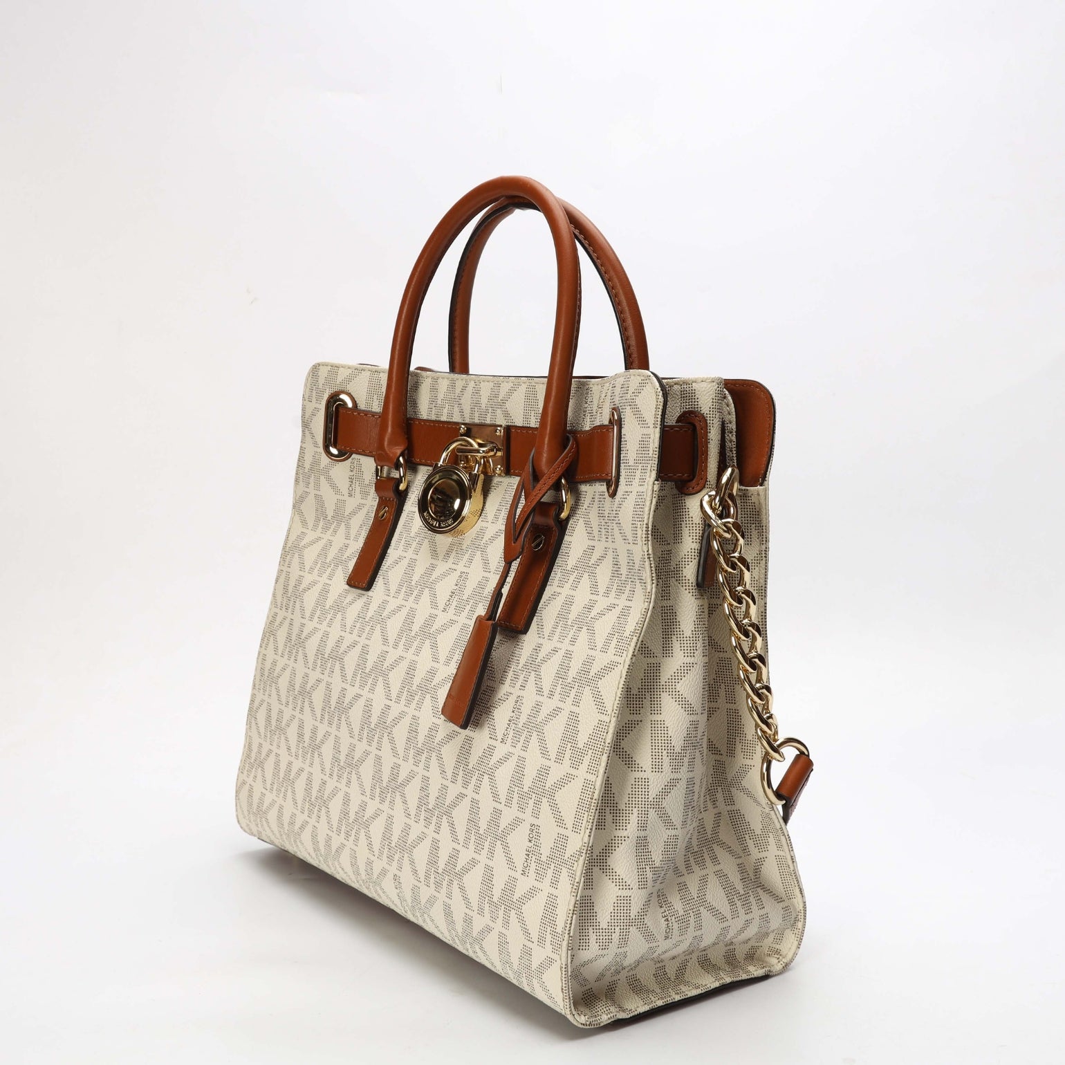 Michael Kors Hamilton White Logo Satchel