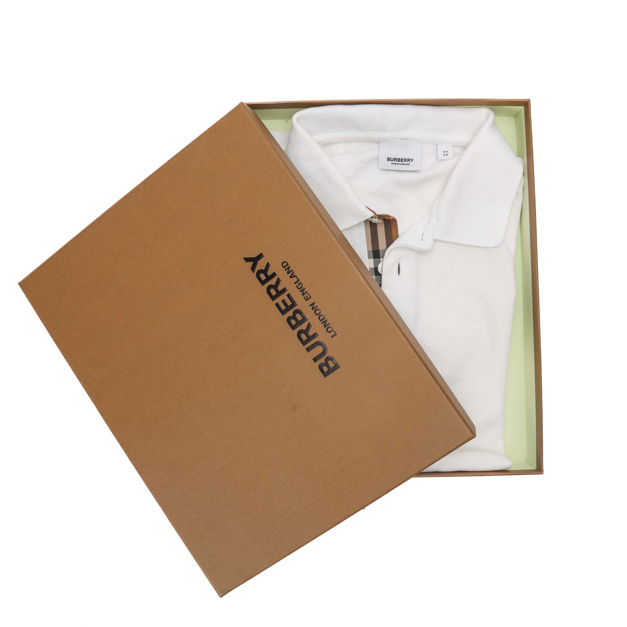 Burberry Check White Polo T- Shirt
